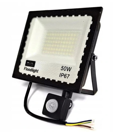 HALOGEN LED LAMP 50W MINI FLOODLIGHT SLIM MOTION SENSOR IP66 OUTDOOR Color black