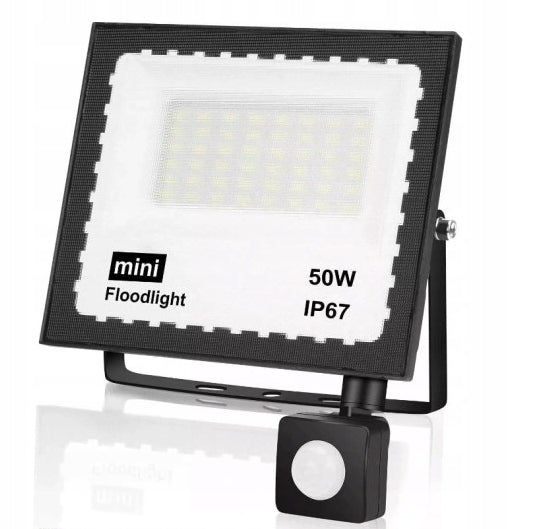 HALOGEN LED LAMP 50W MINI FLOODLIGHT SLIM MOTION SENSOR IP66 OUTDOOR