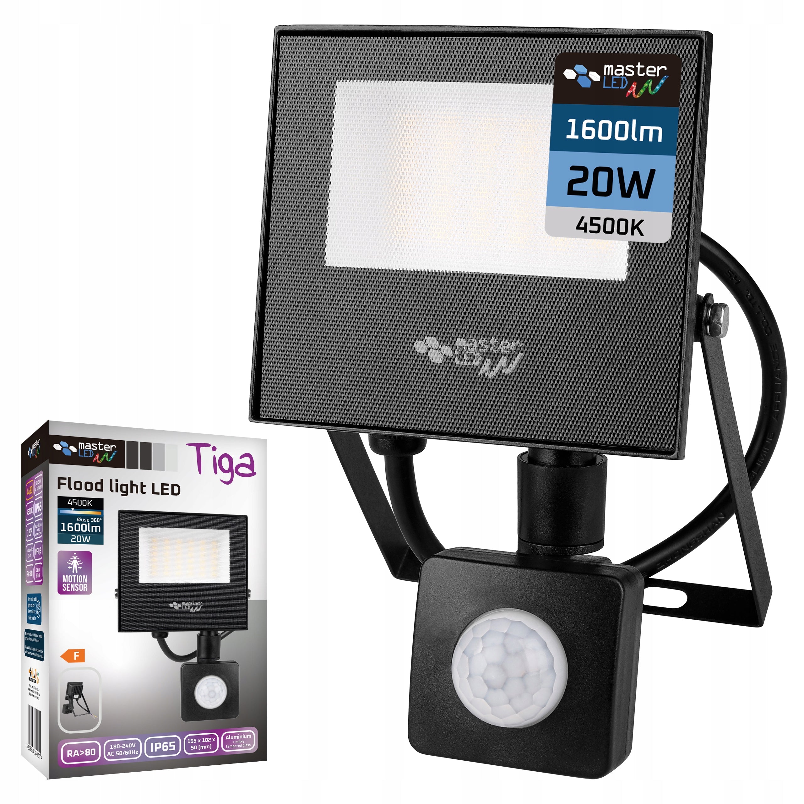 HALOGEN LED Motion Sensor Floodlight Lamp 20W 4500K OUTDOOR IP65