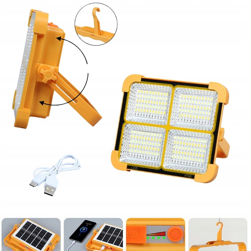 HALOGEN LED SOLAR WORK LAMP PORTABLE 150W RECHARGEABLE FLOODLIGHT Batteries included yes