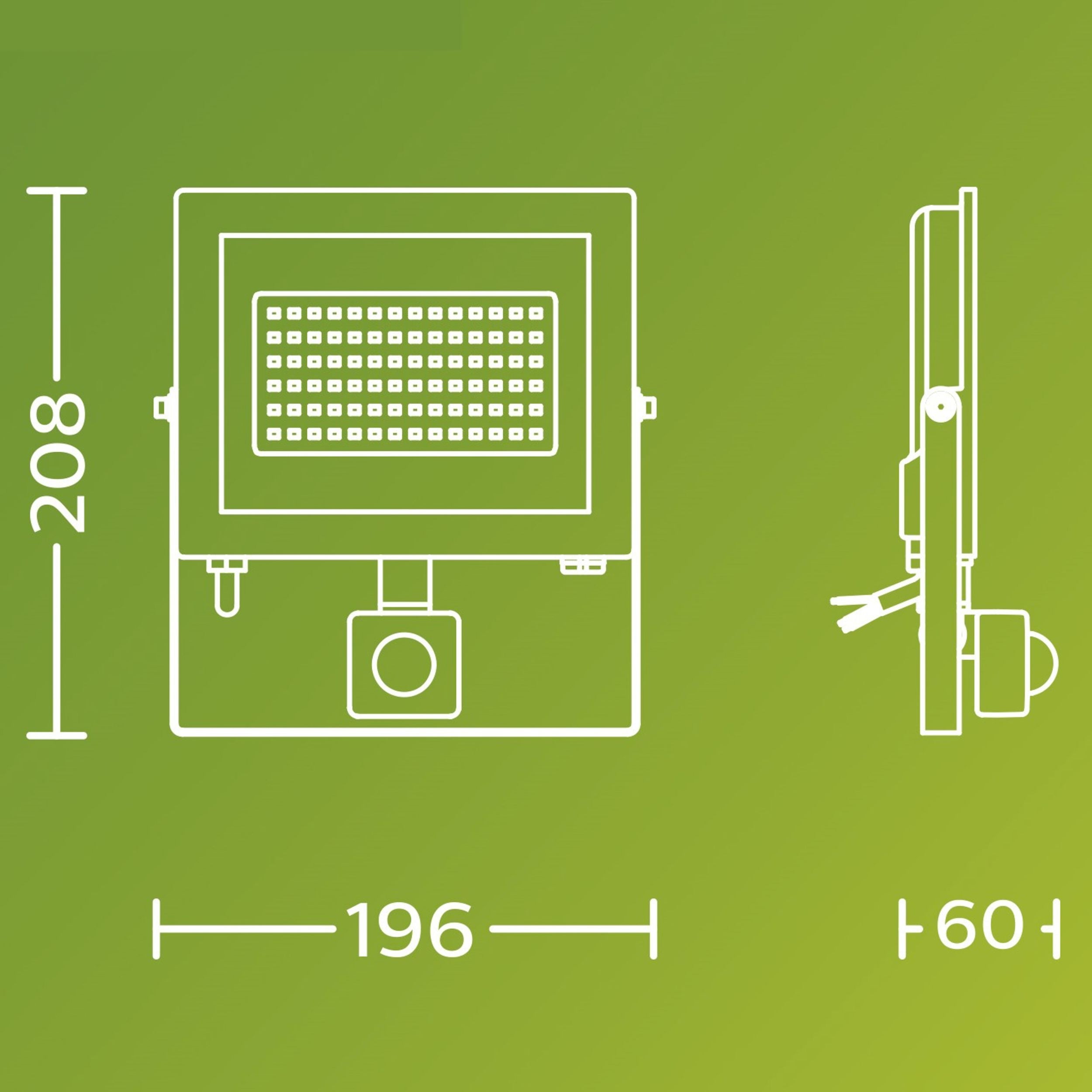 HALOGEN LED WITH DUSK MOTION SENSOR FLOODLIGHT LAMP 50W IP65 PHILIPS Light color white neutral