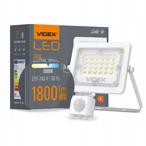 HALOGEN LED WITH MOTION SENSOR 20W WEATHER RESISTANT WHITE Manufacturer code VLE-F2e-205W-S