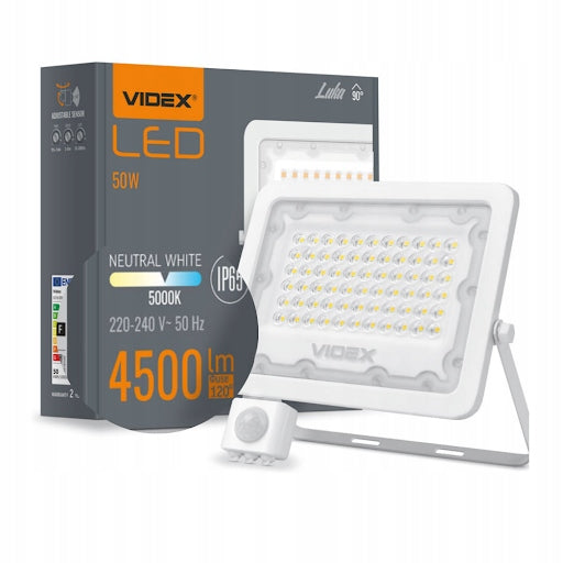 HALOGEN LED WITH MOTION SENSOR 50W WEATHER RESISTANT WHITE Packaging status original