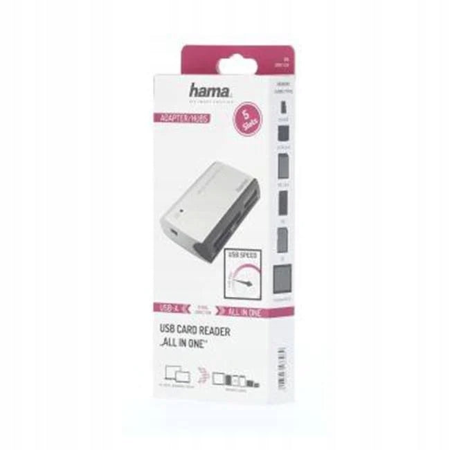 HAMA All in One Card Reader, USB 2.0, SD / microSD / CF / MS, 480 Mbps, Sil Packaging status original