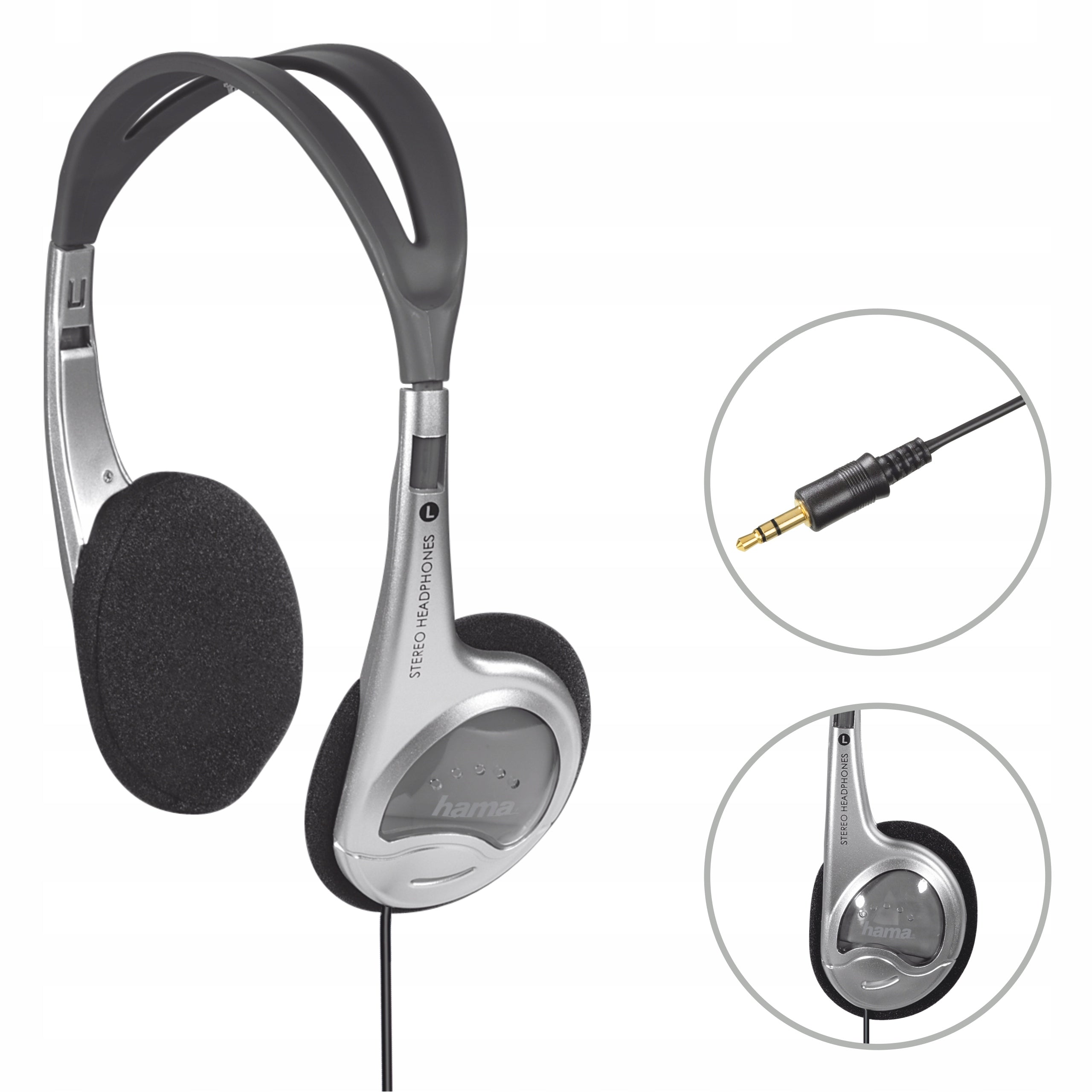 HAMA OVER-EAR HEADPHONES "HK-229" ON CABLE MINI JACK STRONG BASS LIGHT