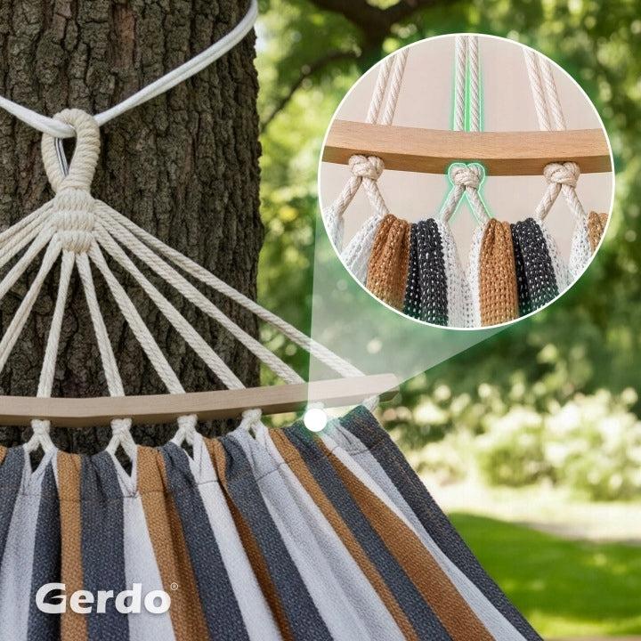HAMAK OGRODOWY DWUOSOBOWY XXL HUŚTAWKA DUŻY PAŁĄK TURYSTYCZNY + POKROWIEC Kind hammock with rod