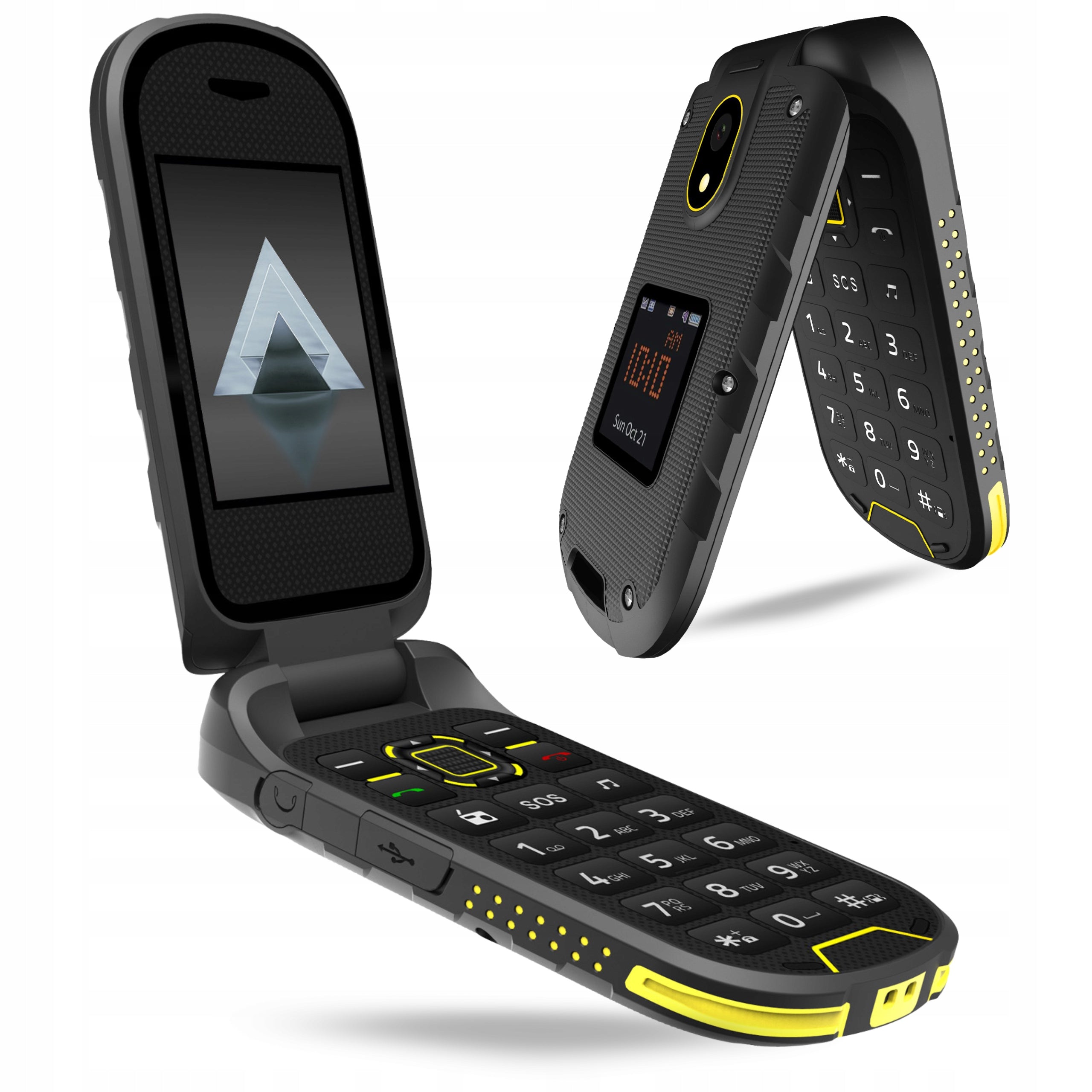 HAMMER DIG LTE 4G ARMORED MOBILE PHONE WITH FLAP CHARGING BASE SET Charger included no
