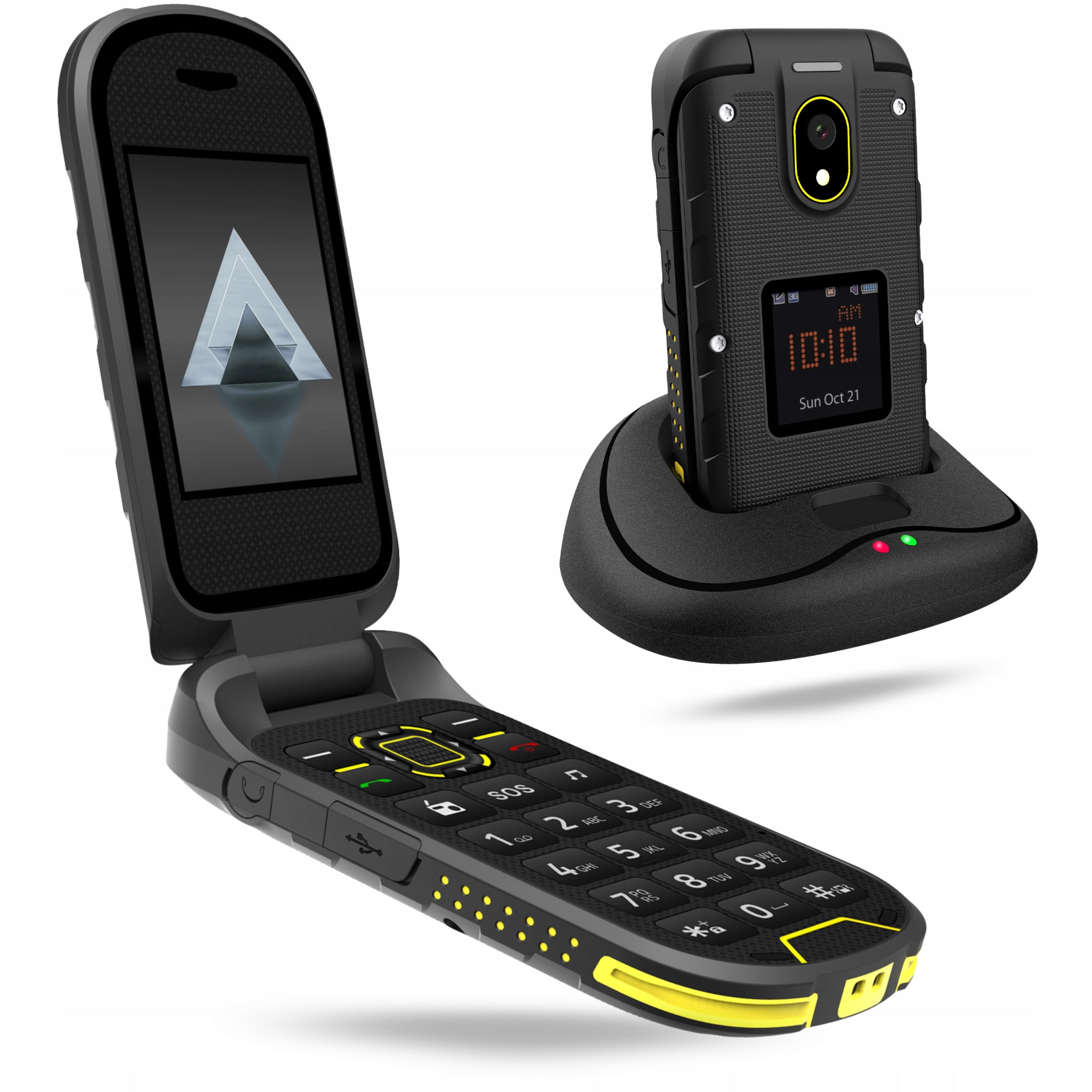 HAMMER DIG LTE 4G ARMORED MOBILE PHONE WITH FLAP CHARGING BASE SET