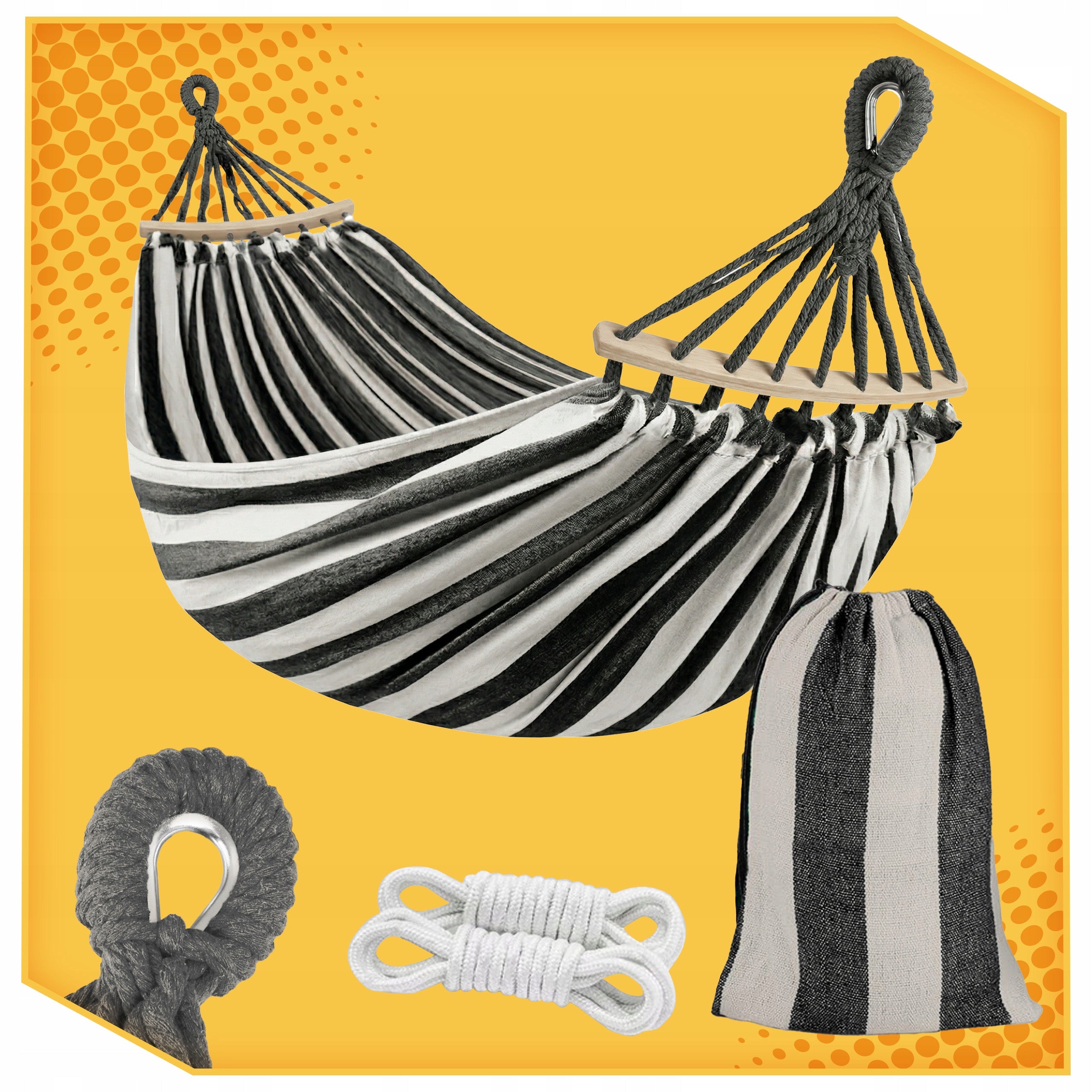 HAMMOCK 2 PERSON GARDEN XXL SWING STRONG REINFORCED HEADBAND LARGE + BAG Model HAMAK 2 OSOBOWY OGRODOWY HUŚTAWKA