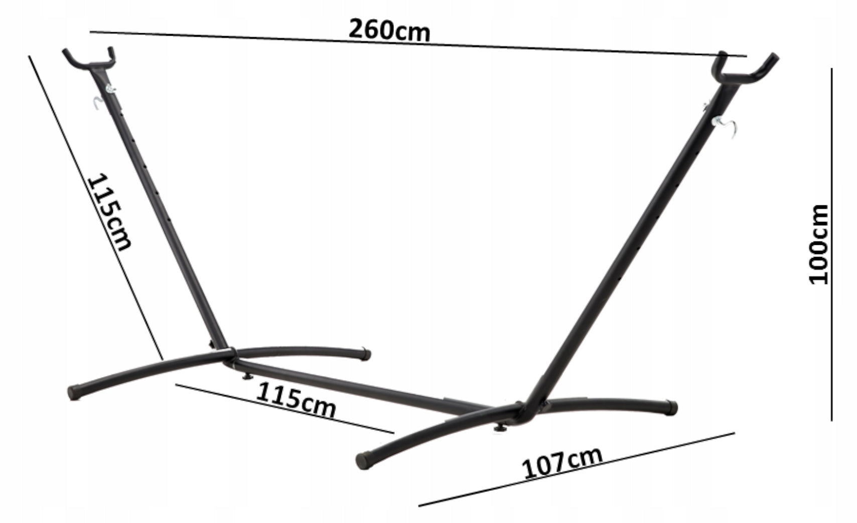 HAMMOCK FRAME 260 CM METAL STRONG ADJUSTABLE FOR TERRACE GARDEN Model STELAŻ