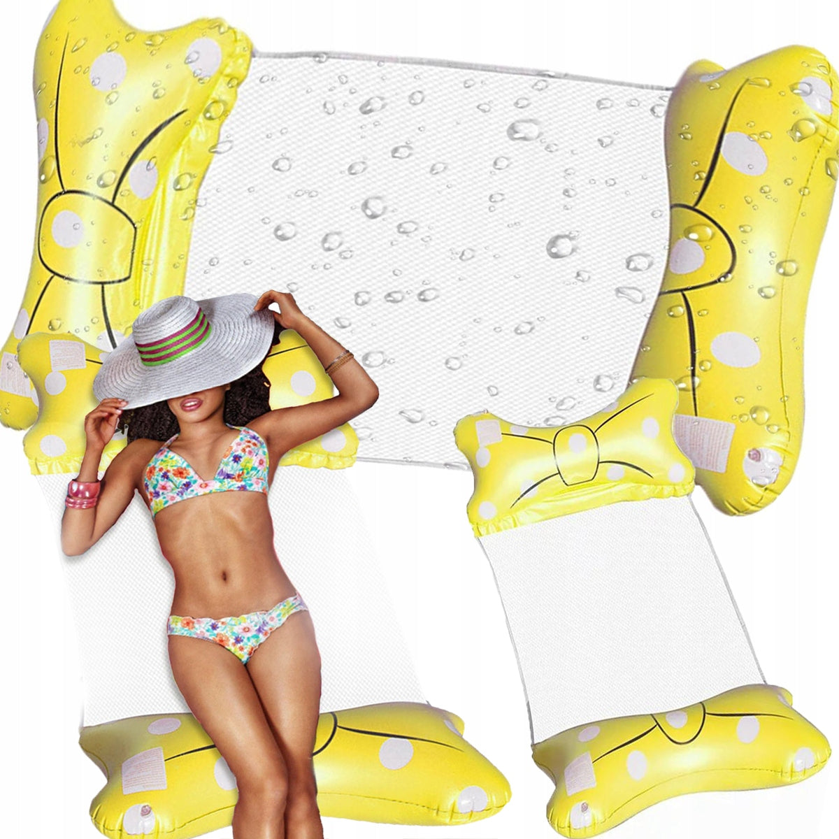 HAMMOCK MATTRESS INFLATABLE WATER CHAIR FOR SWIMMING POOL LOUNGER WATER Manufacturer code MATERAC Dmuchany HAMAK Wodny Z SIATKĄ Turkus
