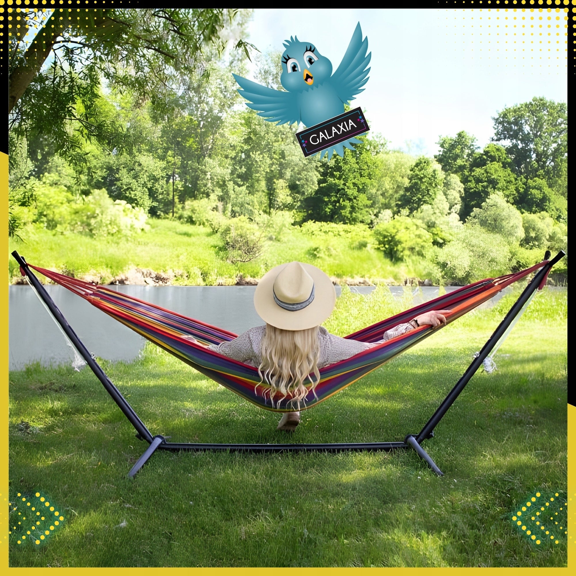HAMMOCK WITH FRAME Hammock frame GARDEN HAMMOCK STAND DOUBLE XXL Model Hamak turystyczny stojak 2 osobowy duży