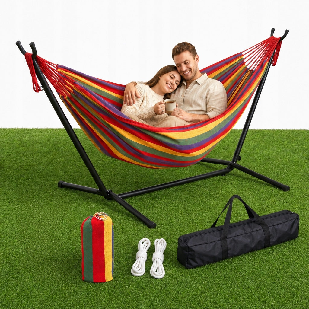 HAMMOCK WITH FRAME WE ADJUST THE GARDEN DOUBLE STAND STEEL COVER