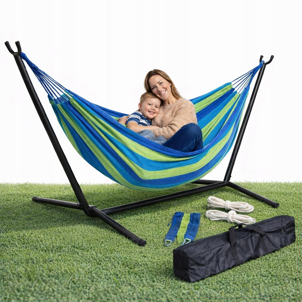 HAMMOCK WITH FRAME WE ADJUST THE GARDEN DOUBLE STAND STEEL COVER