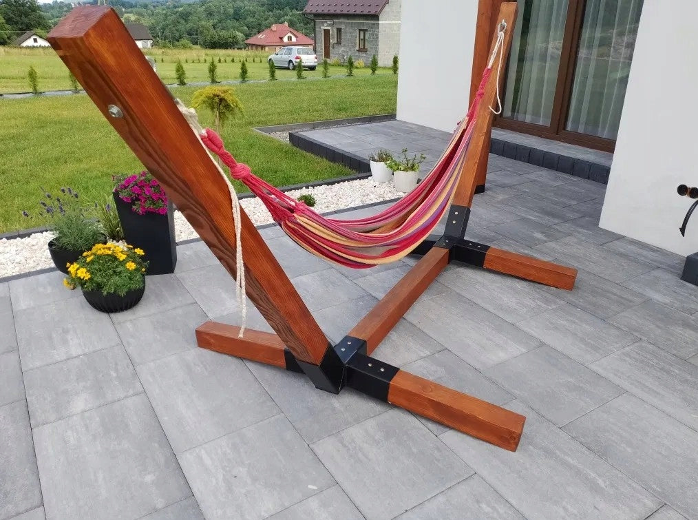 HAMMOCK WITH GARDEN FRAME TWO-PERSON DIFFERENT COLORS 220 kg PREMIUM Color brown