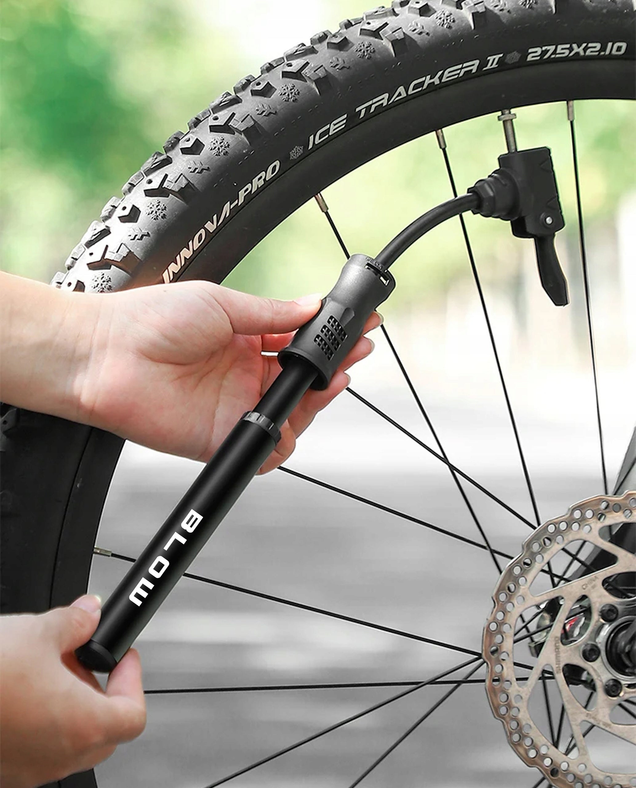 HAND BICYCLE PUMP 100 PSI VALVE SCHRADER PRESTA BALL BIKE WITH HANDLE Model Pompka rowerowa ręczna
