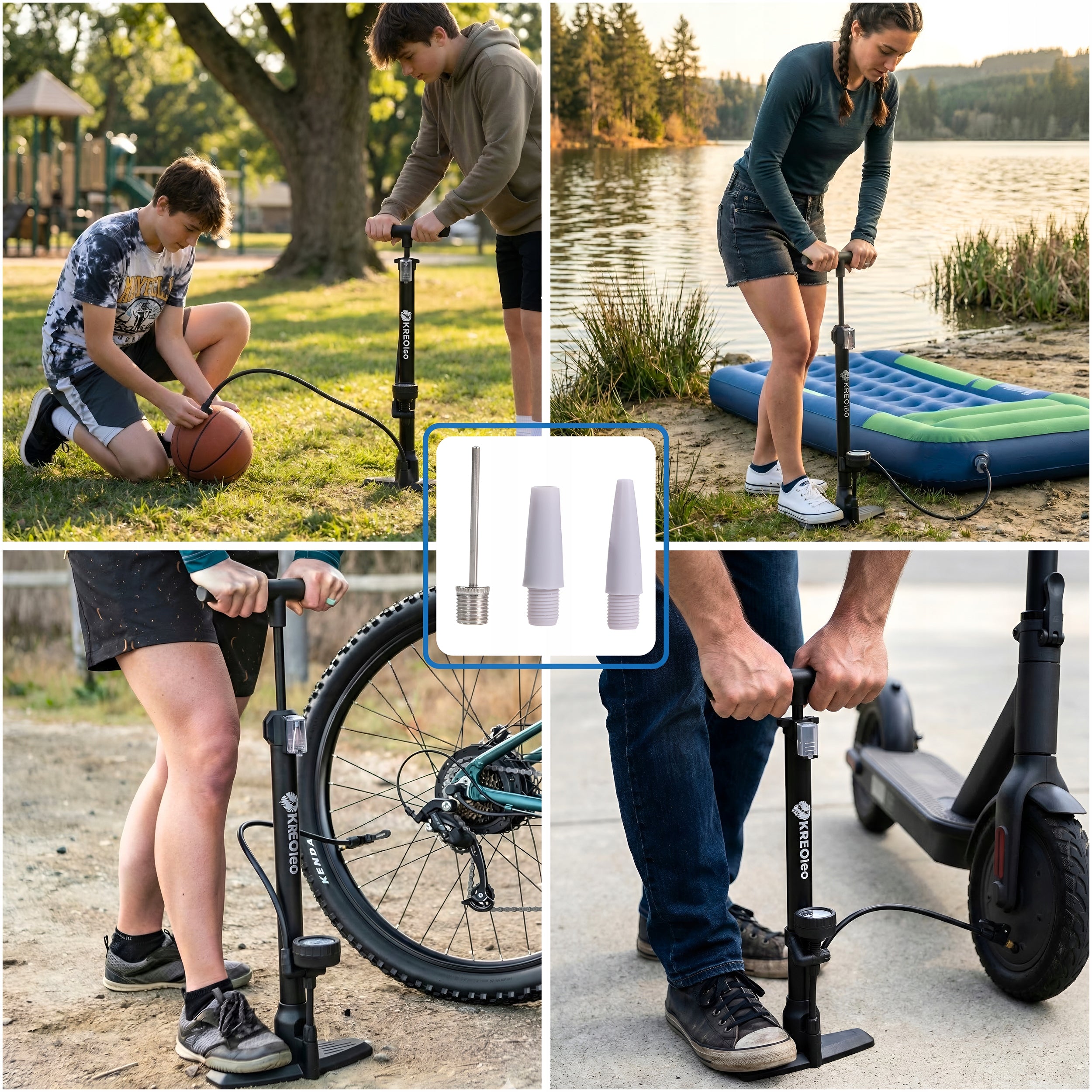 HAND BICYCLE PUMP WITH FLOOR PRESSURE GAUGE FOR CAR BALL BIKE Brand KREOleo