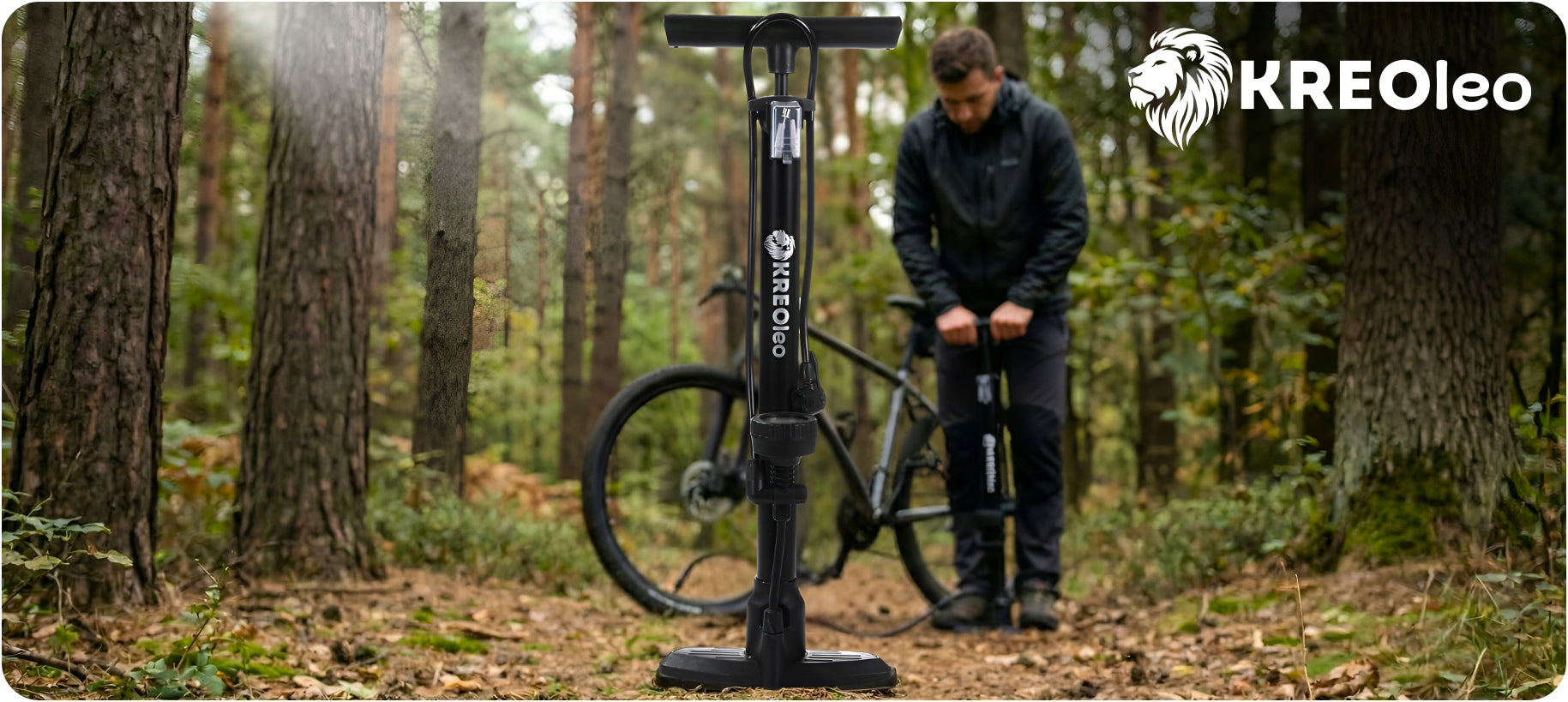 HAND BICYCLE PUMP WITH FLOOR PRESSURE GAUGE FOR CAR BALL BIKE Color black