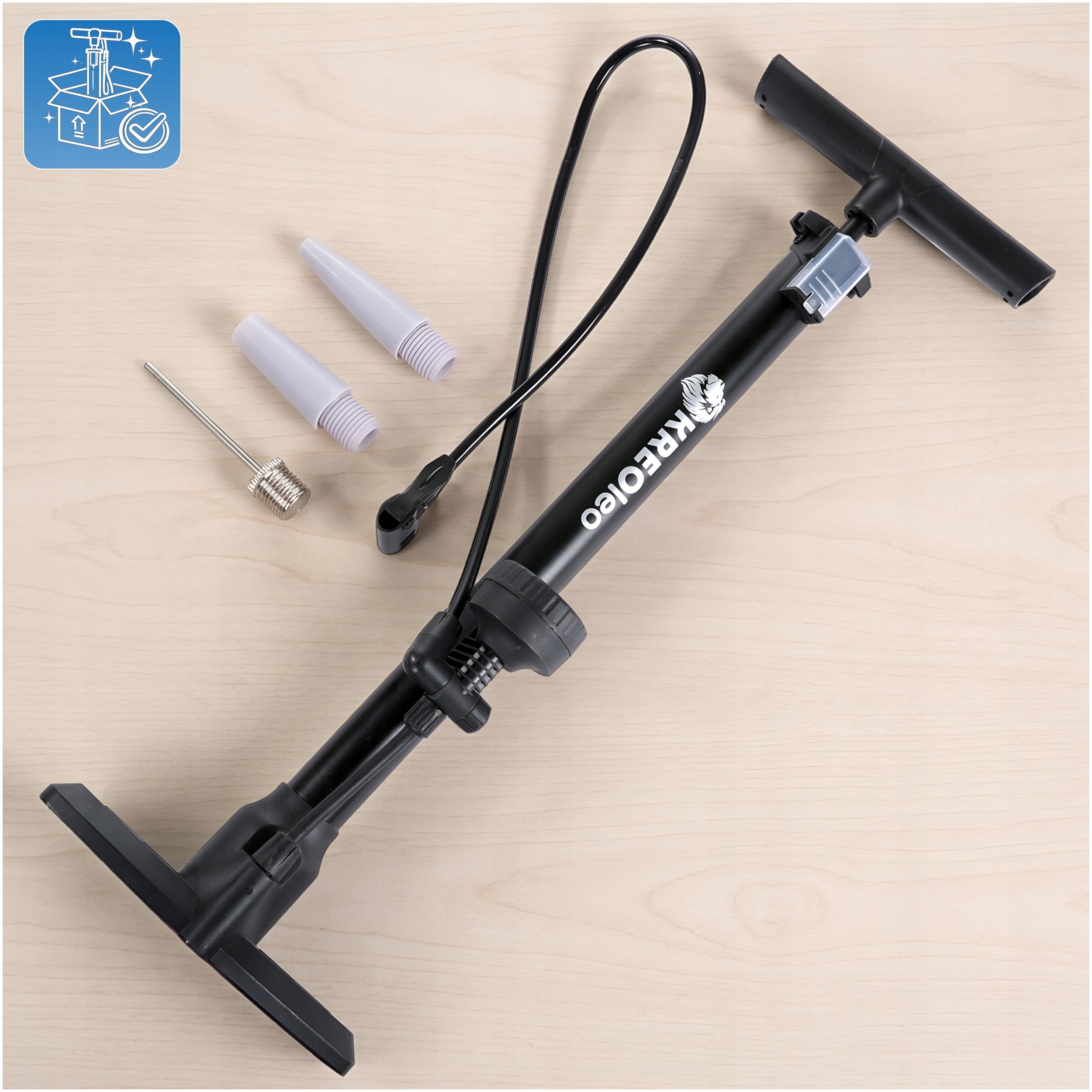 HAND BICYCLE PUMP WITH FLOOR PRESSURE GAUGE FOR CAR BALL BIKE Manufacturer code KOŃCÓWKI MANOMETR Z WĘŻYKIEM PRZENOŚNA DUNLOP
