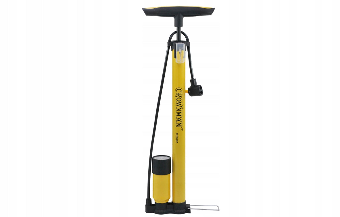 HAND BICYCLE PUMP WITH FLOOR PRESSURE GAUGE FOR CAR BALL BIKE + NEEDLES
