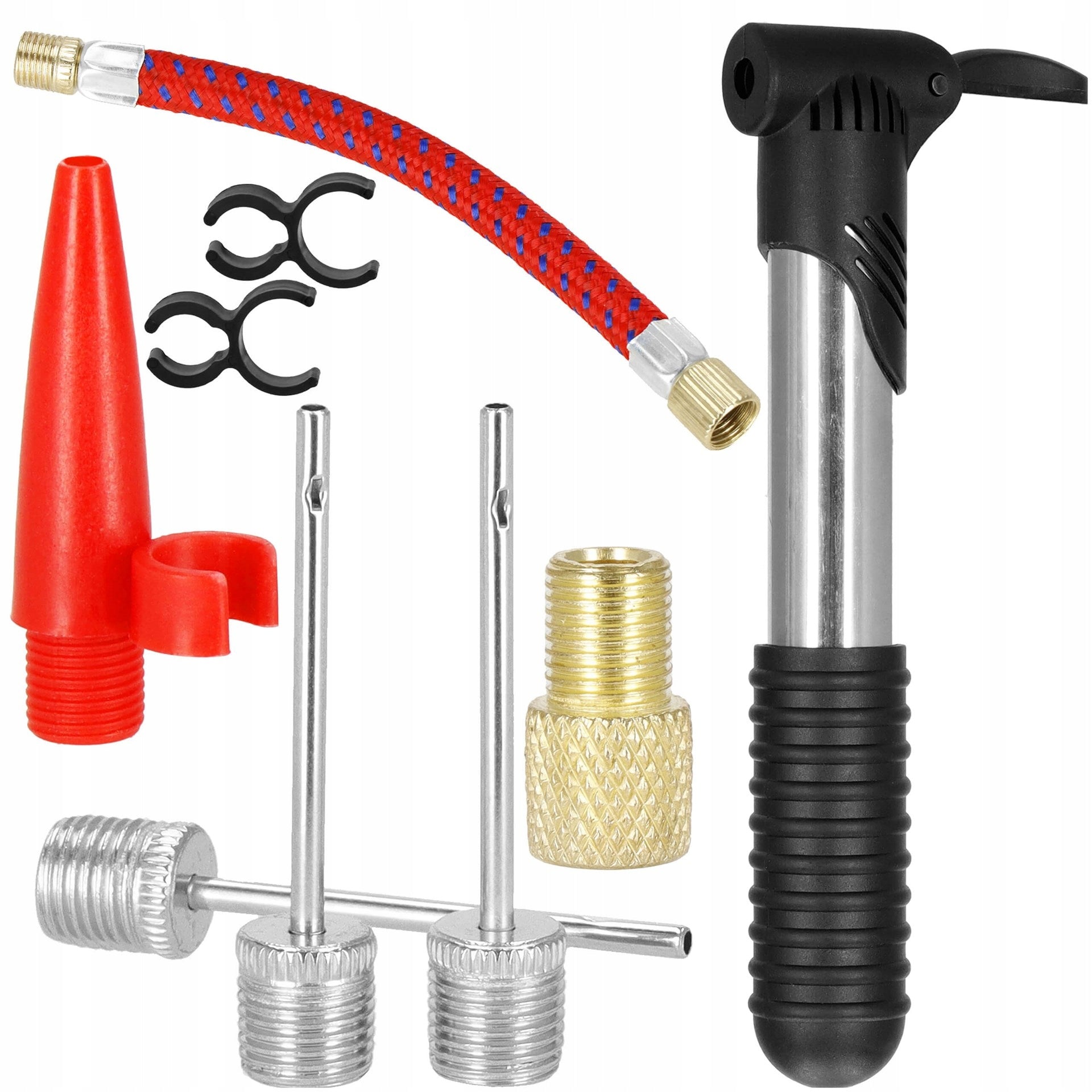 HAND BIKE PUMP + HOSE SET 5in1 BICYCLE NEEDLE BICYCLE LIGHTWEIGHT Dominant material synthetic material