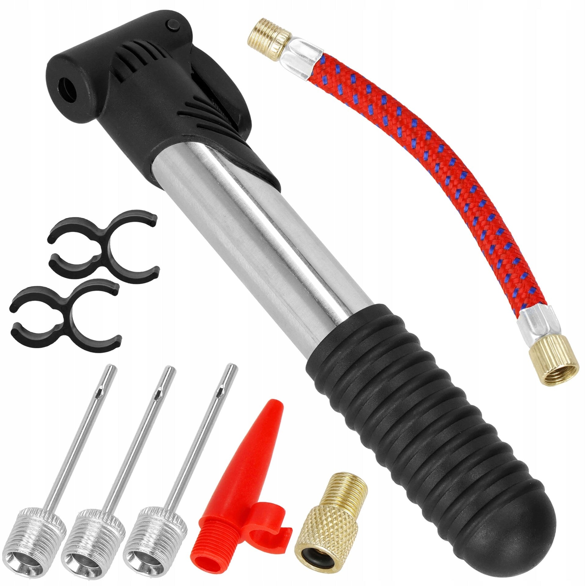 HAND BIKE PUMP + HOSE SET 5in1 BICYCLE NEEDLE BICYCLE LIGHTWEIGHT