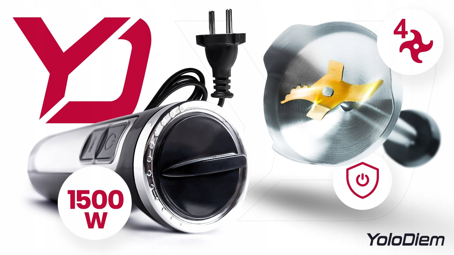 HAND BLENDER 1500W PRO 4 TITANIUM BLADES SPEED CONTROL + OVERLAY Manufacturer code BLENDER RĘCZNY 1500W PRO 4 TYTANOWE OSTRZA