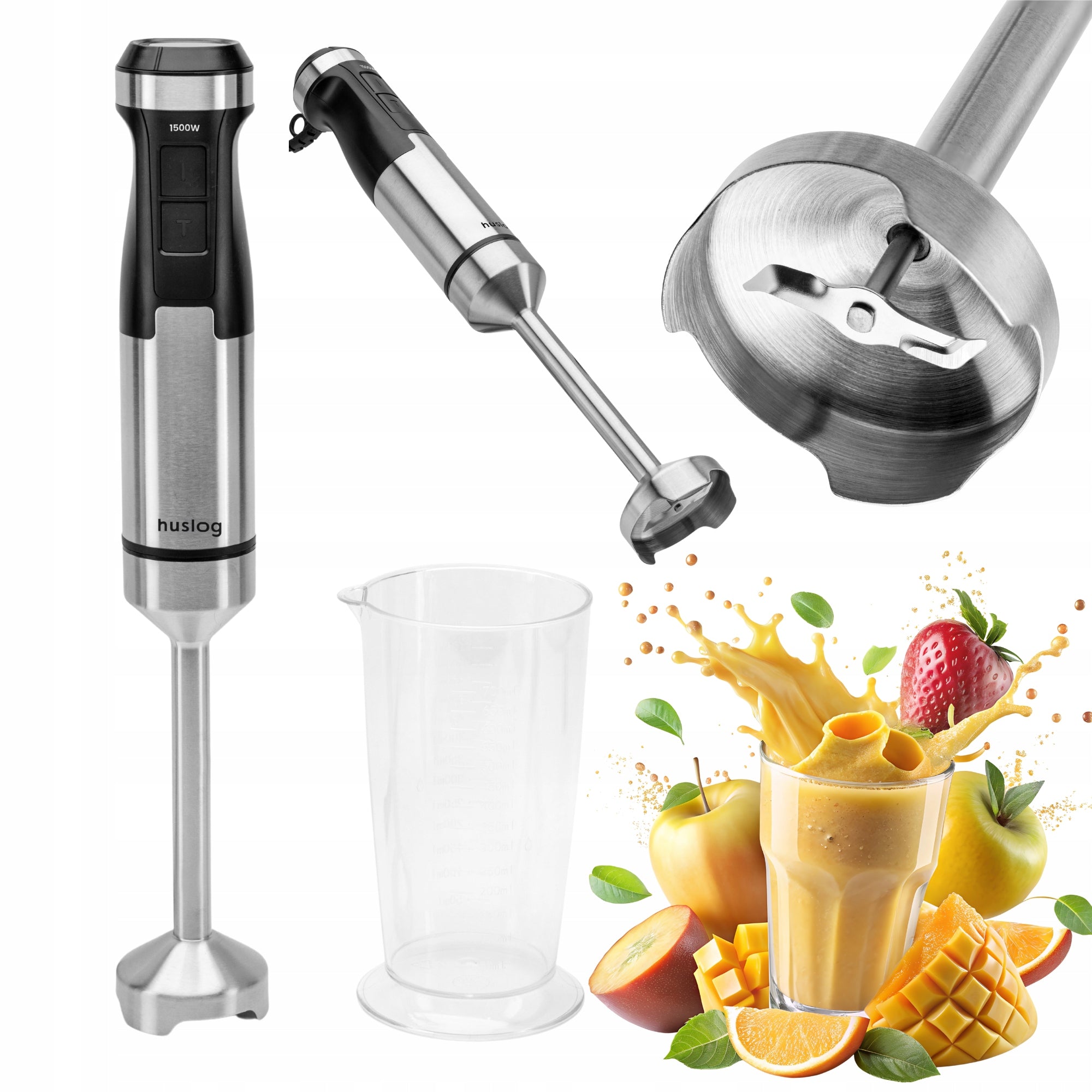 HAND BLENDER 1500W TURBO MULTIFUNCTIONAL BLADE CONTAINER Huslog