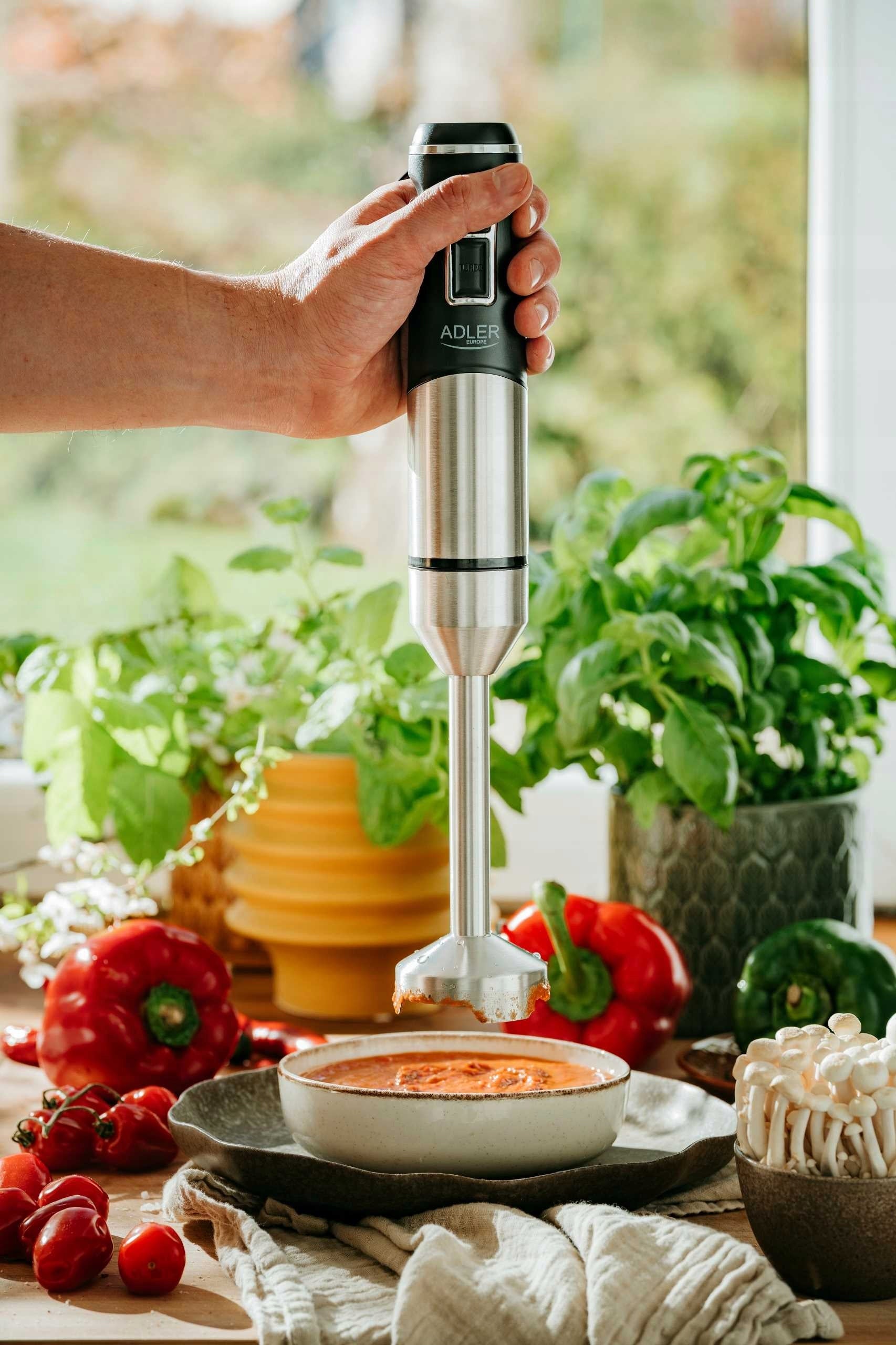 HAND BLENDER 1800W POWERFUL SMOOTH ADJUSTMENT 21 SPEED BPA FREE Titanium Manufacturer code Blender ręczny 1900W 16000 obr/min