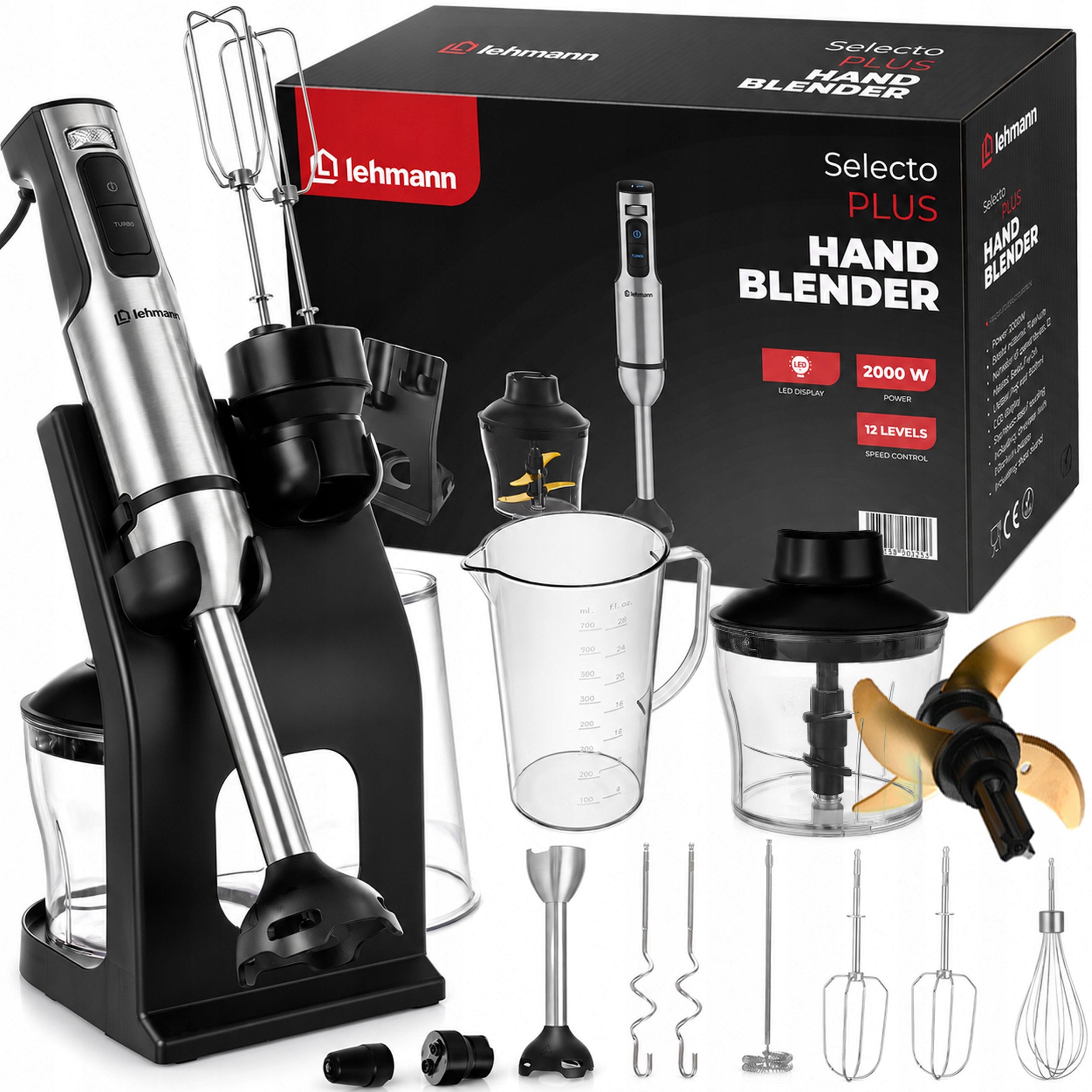 HAND BLENDER 2000W MULTIFUNCTION MIXER WITH DISPLAY INCISOR STAND