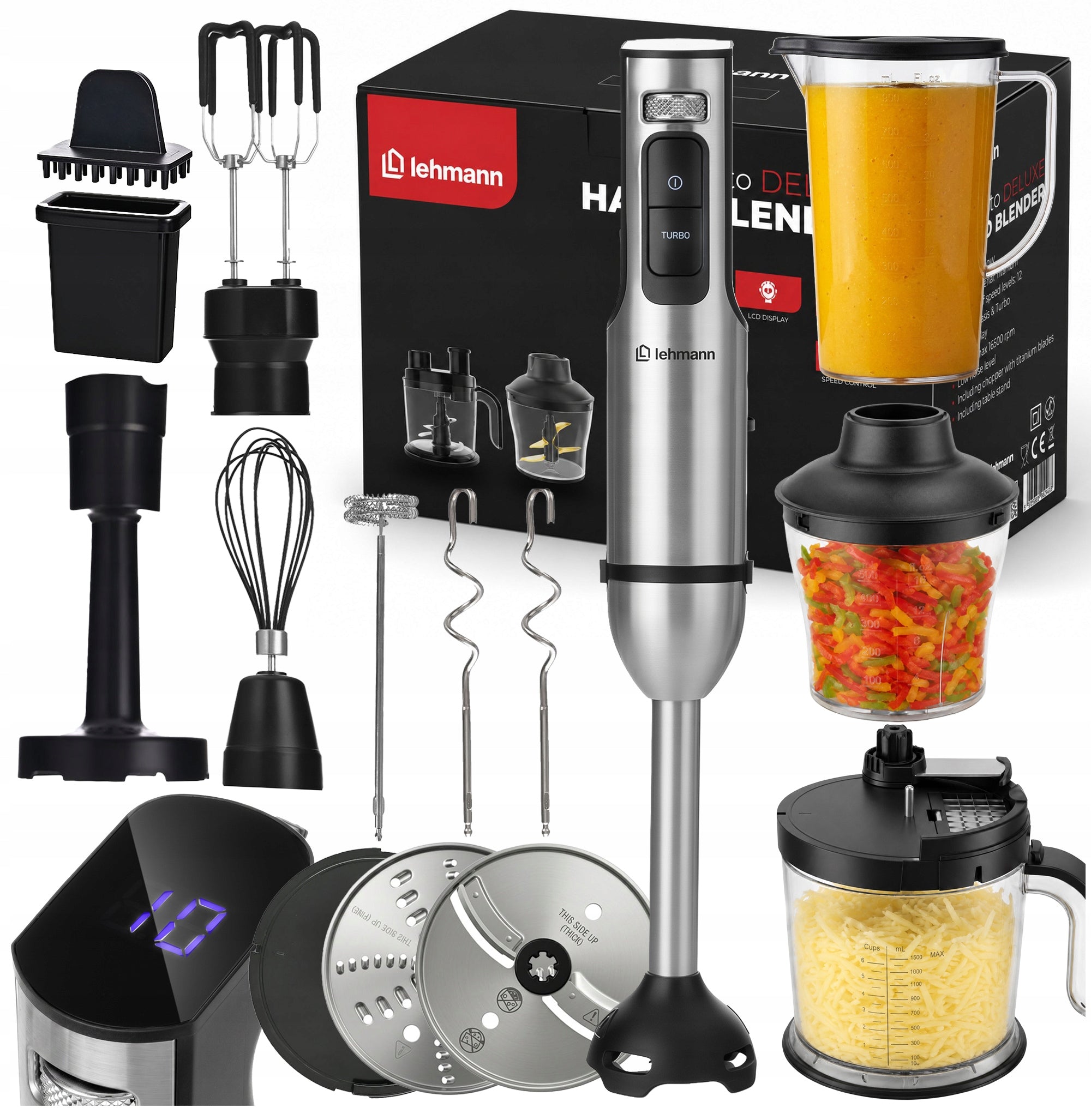 HAND BLENDER 2000W MULTIFUNCTION MIXER WITH DISPLAY MALAXER 2xDISCS