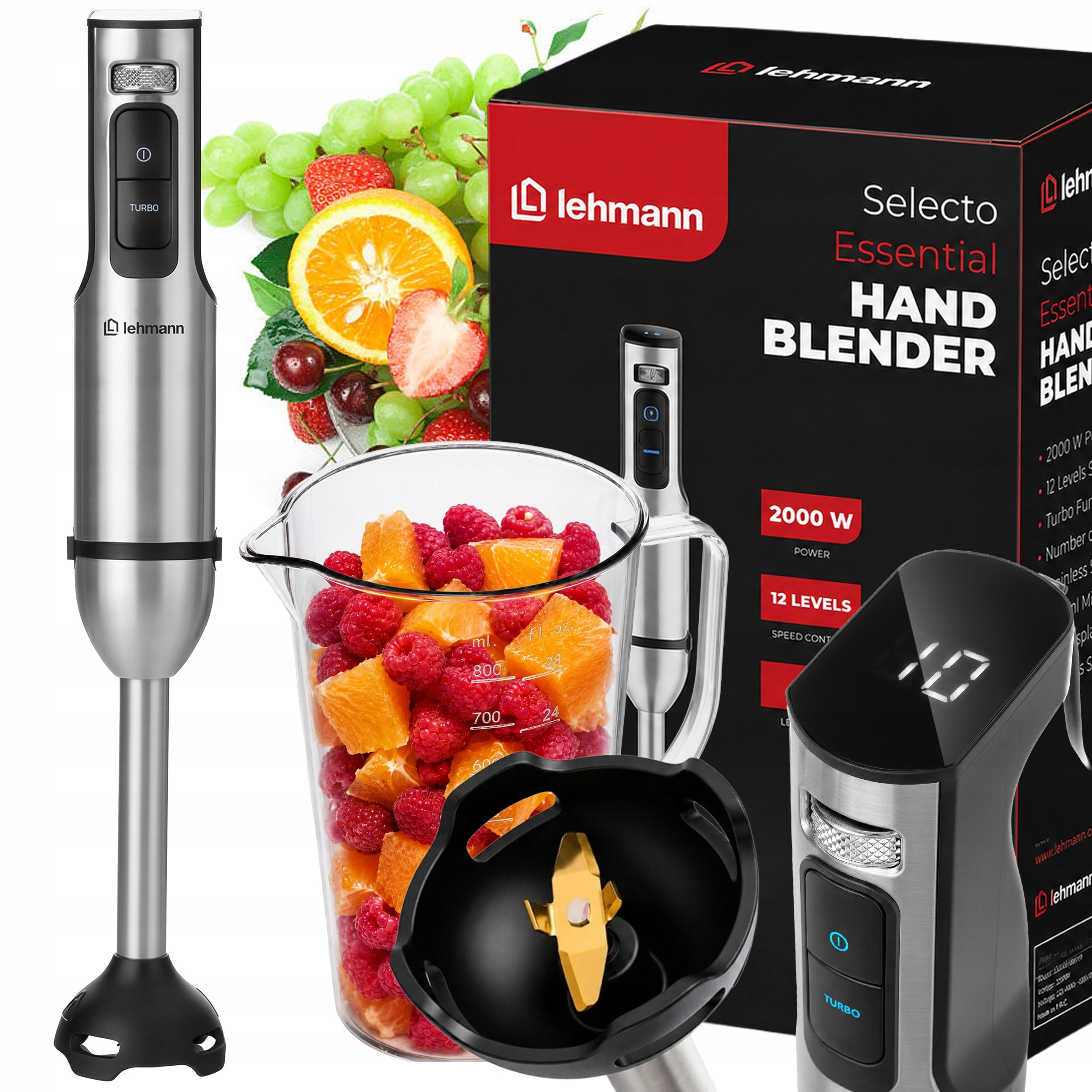 HAND BLENDER 2000W MULTIFUNCTION MIXER WITH LCD DISPLAY SHREDDER