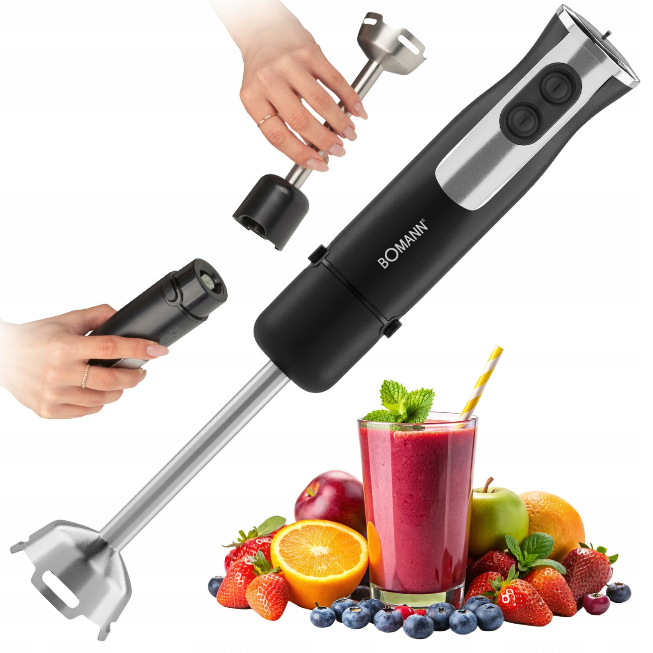 HAND BLENDER BOMANN SM 6082 CB 800 IN STAINLESS STEEL TURBO ICE CRUSHING