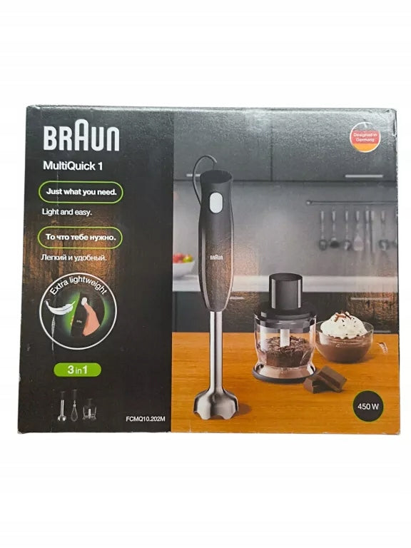 HAND BLENDER BRAUN MQ10.202M 450 IN SHREDDER WHISK Packaging status original