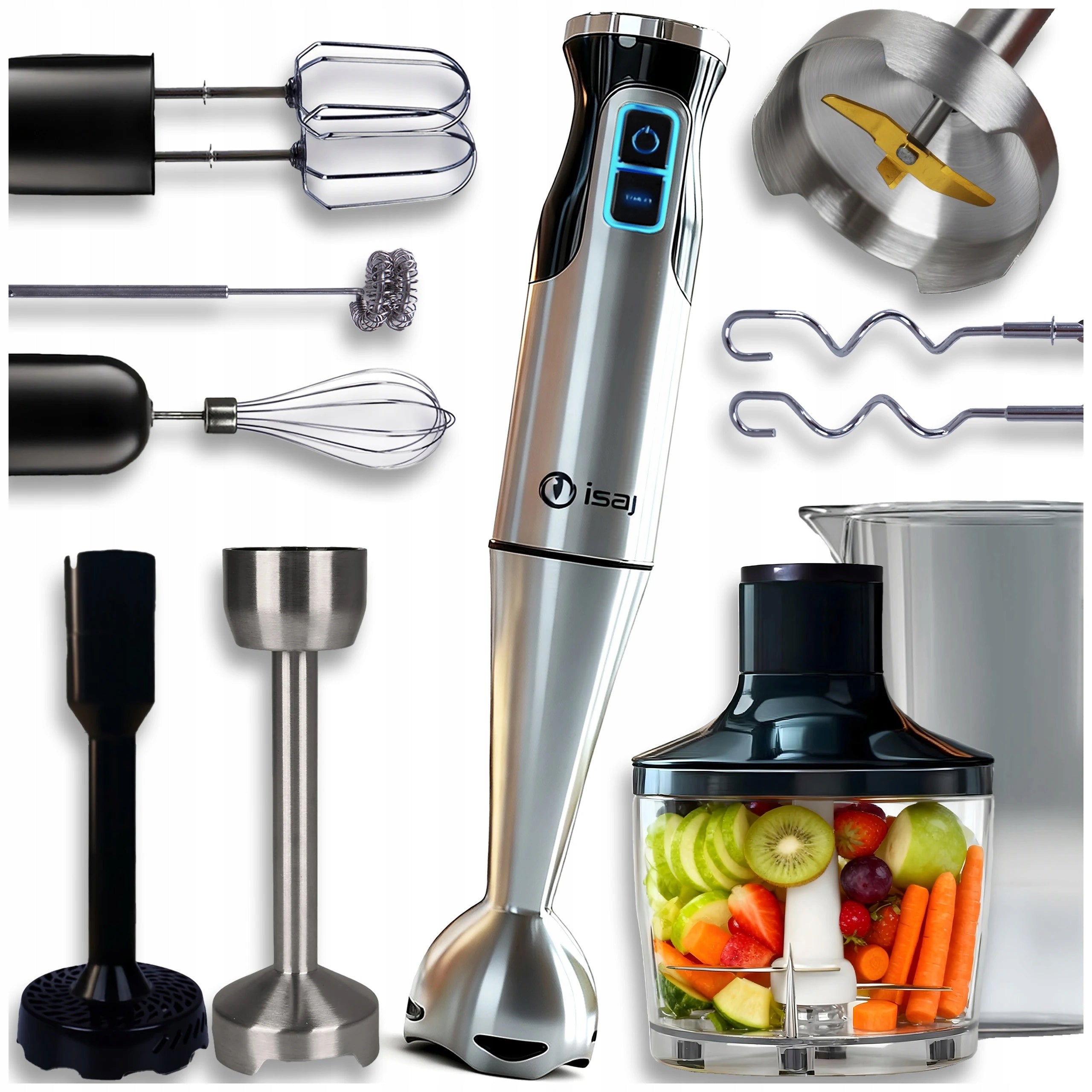 HAND BLENDER ISAJ BL1 MULTIFUNCTION MIXER TURBO 1400W TITANIUM BLADES