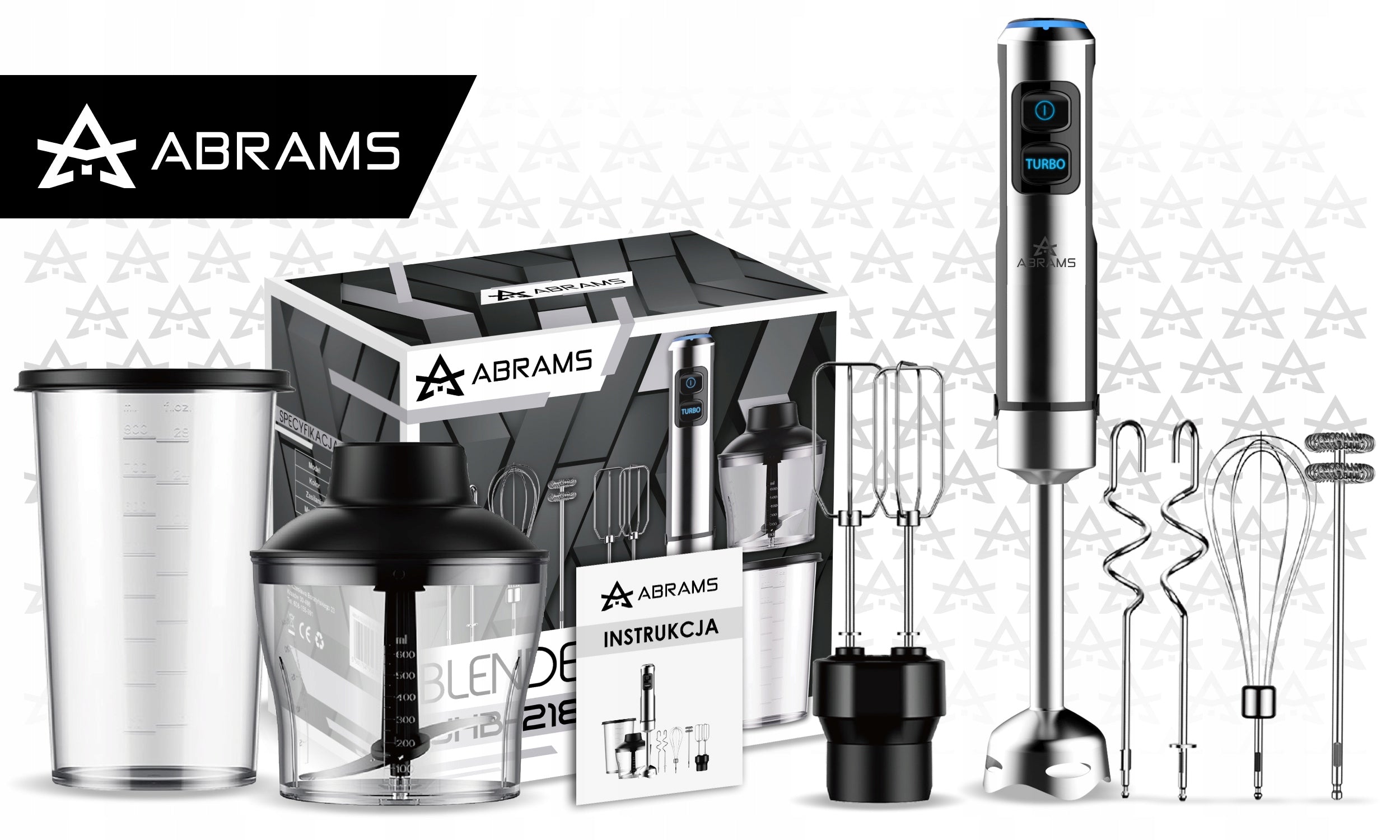 HAND BLENDER MIXER MULTIFUNCTION POWERFUL 1500W TITANIUM BLADES 7IN1 SET Packaging status original