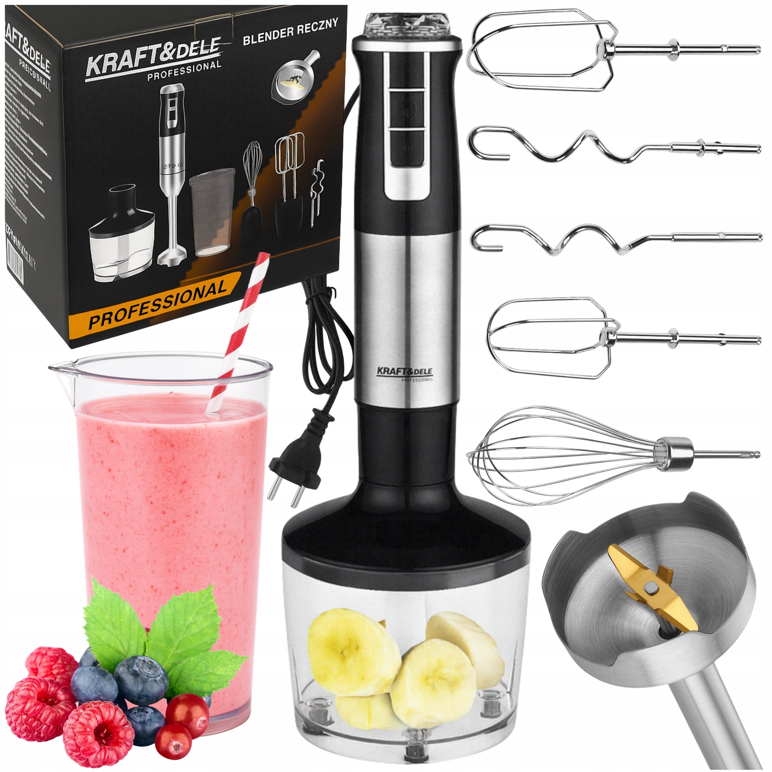 HAND BLENDER MIXER MULTIFUNCTION SHREDDER POWERFUL 1500W TURBO MODE