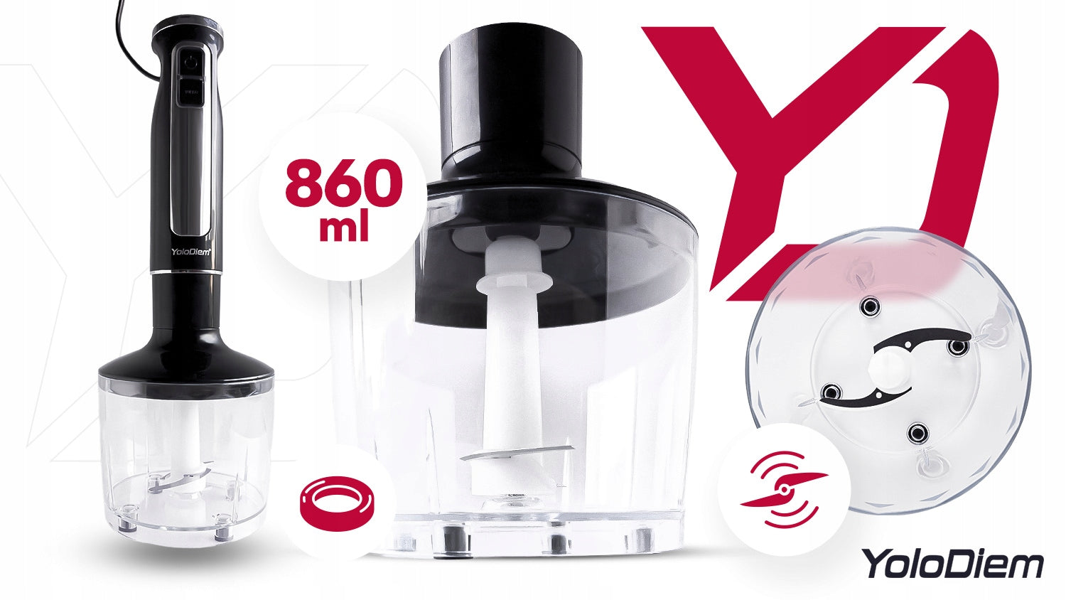 HAND BLENDER MULTIFUNCTION 9IN1 1500W PRO 4 TITANIUM BLADES RICH SET Rotational speed control yes