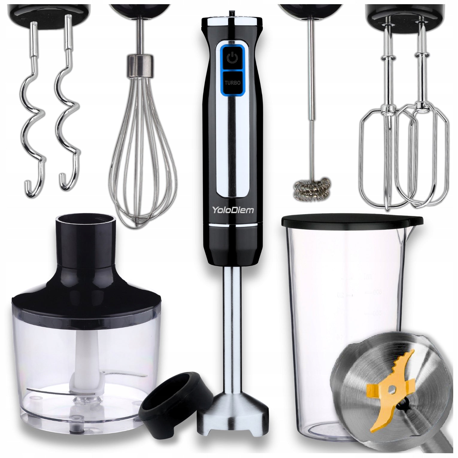 HAND BLENDER MULTIFUNCTION 9IN1 1500W PRO 4 TITANIUM BLADES RICH SET