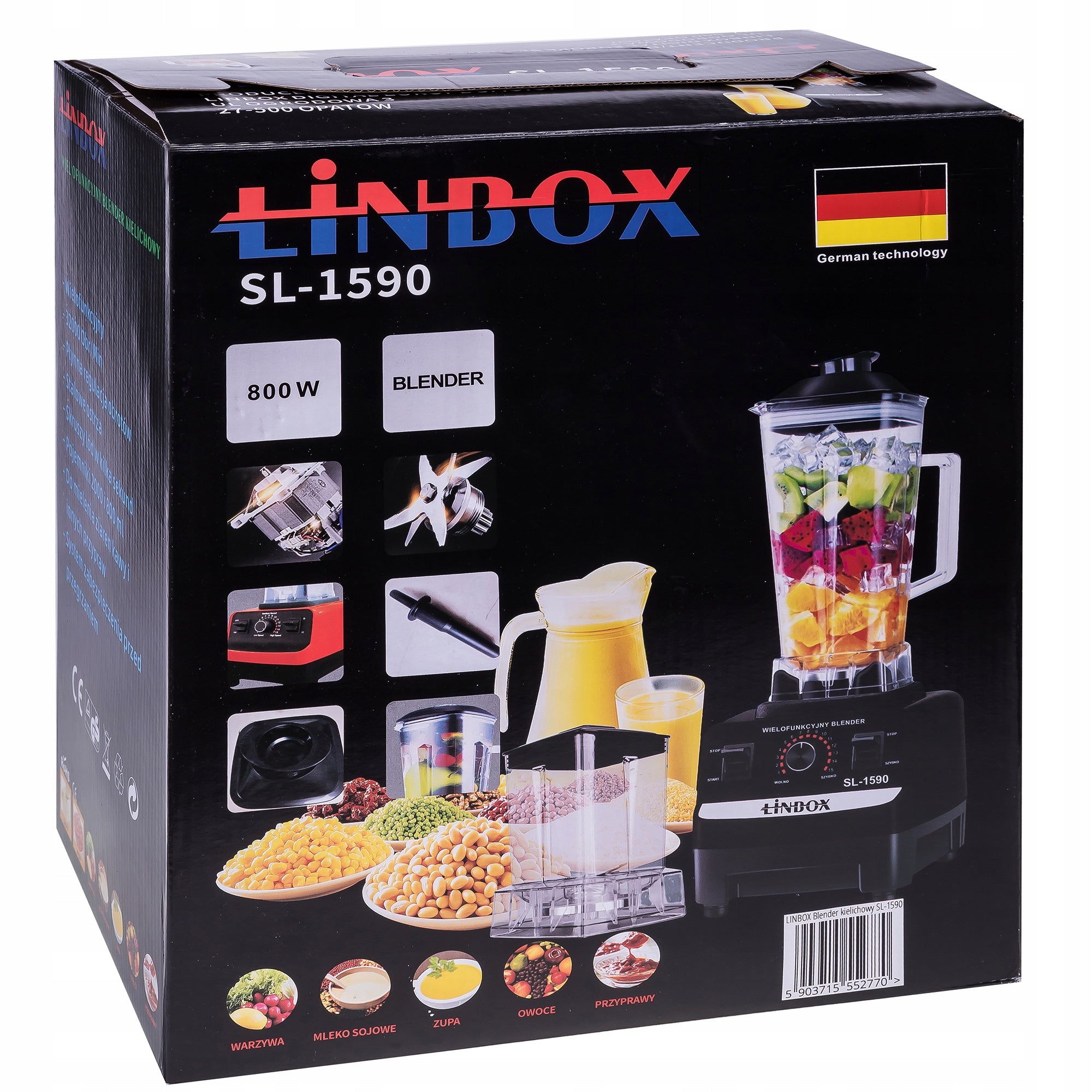 HAND BLENDER MULTIFUNCTION CUP MIXER 2X CUP GRINDER 800W Brand Linbox