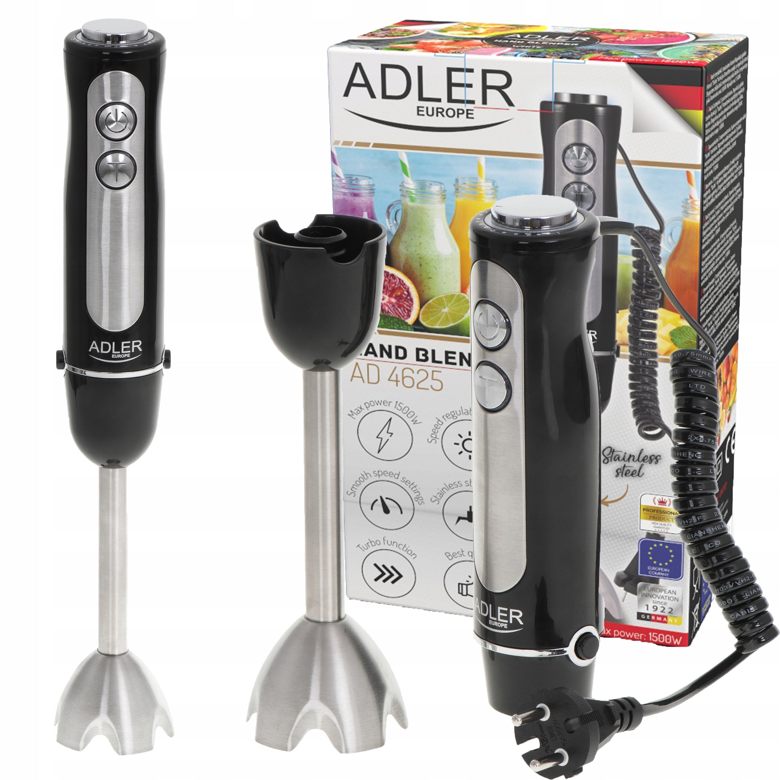 HAND BLENDER MULTIFUNCTION METAL POWERFUL 1200W Brand ADLER