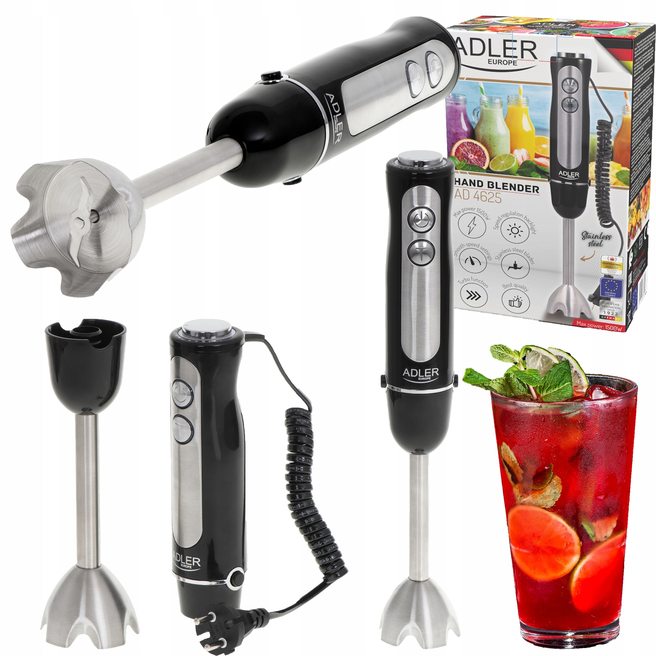 HAND BLENDER MULTIFUNCTION METAL POWERFUL 1200W