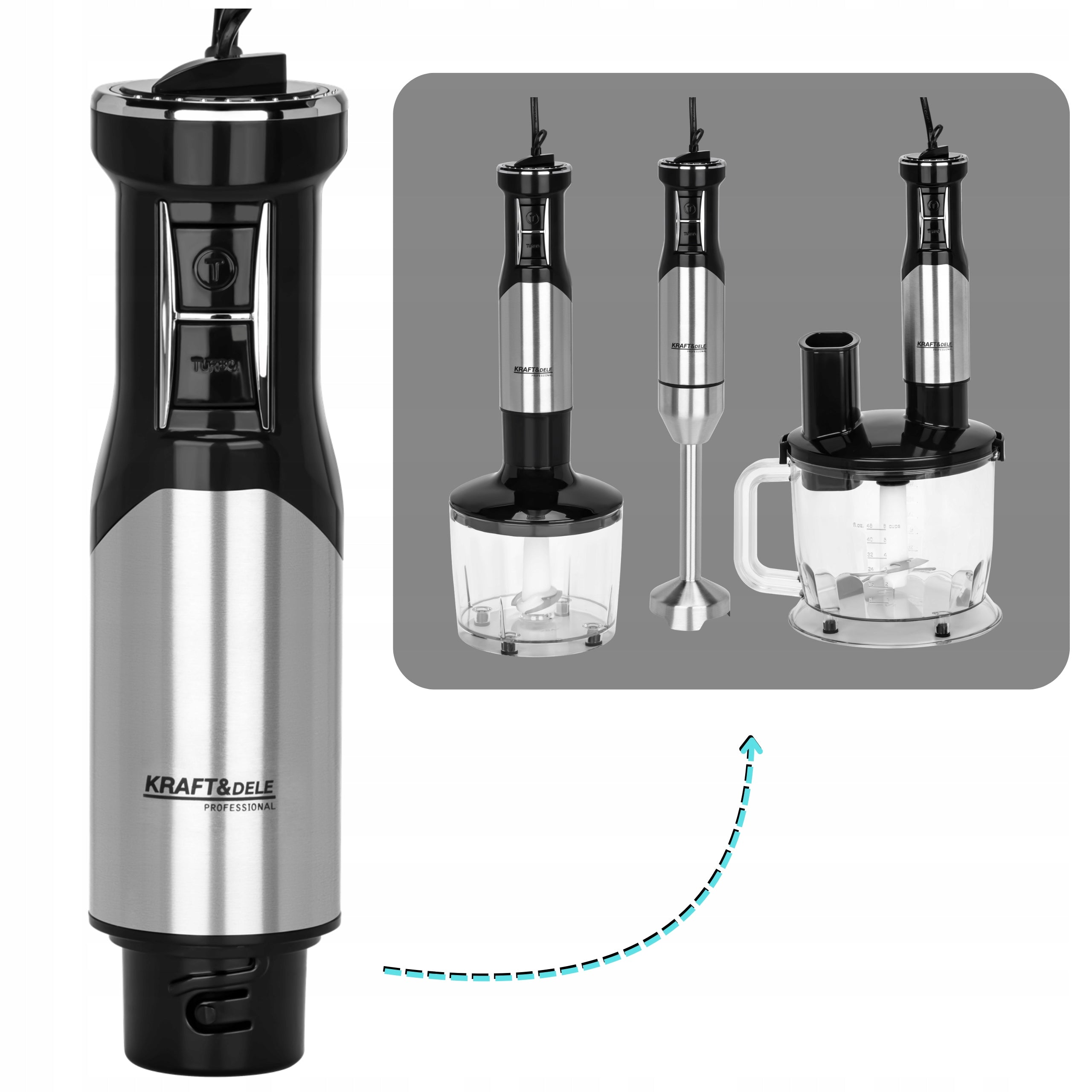 HAND BLENDER MULTIFUNCTION MIXER 1500W TITANIUM BLADE TURBO FUNCTION Packaging status original