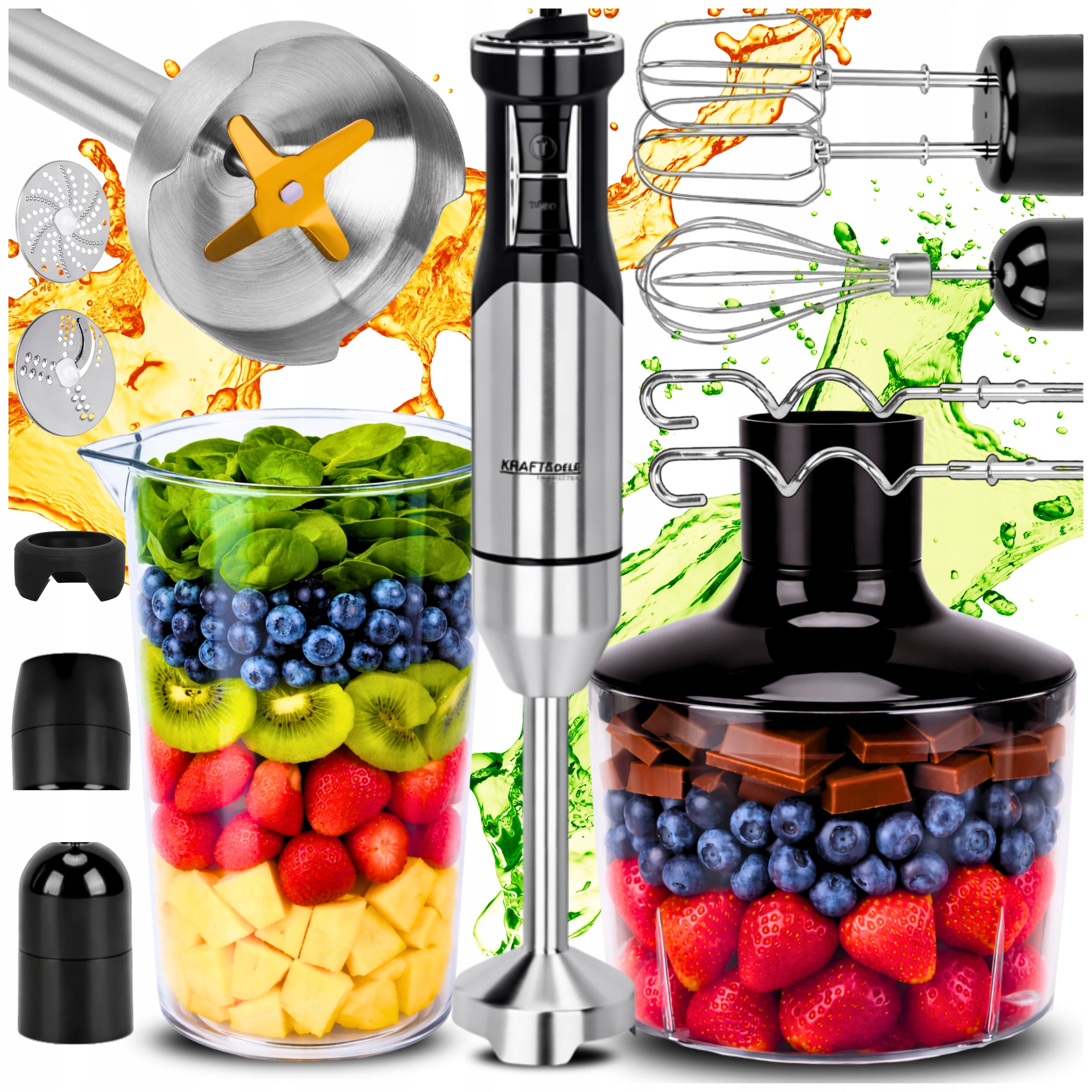 HAND BLENDER MULTIFUNCTION MIXER 1500W TITANIUM BLADE TURBO FUNCTION