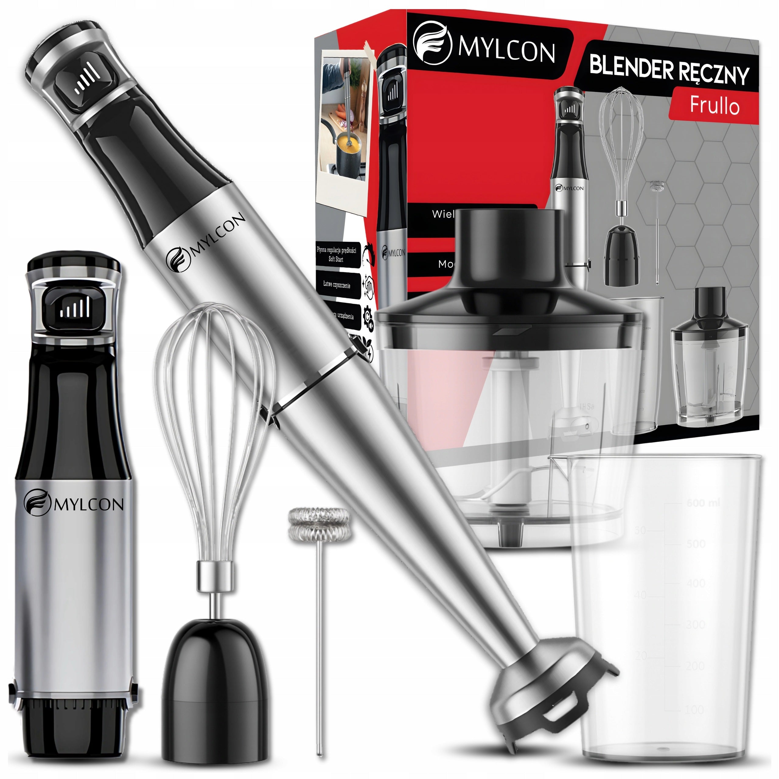 HAND BLENDER MULTIFUNCTION MIXER 5 SPEEDS REINFORCED BLADES 5IN1