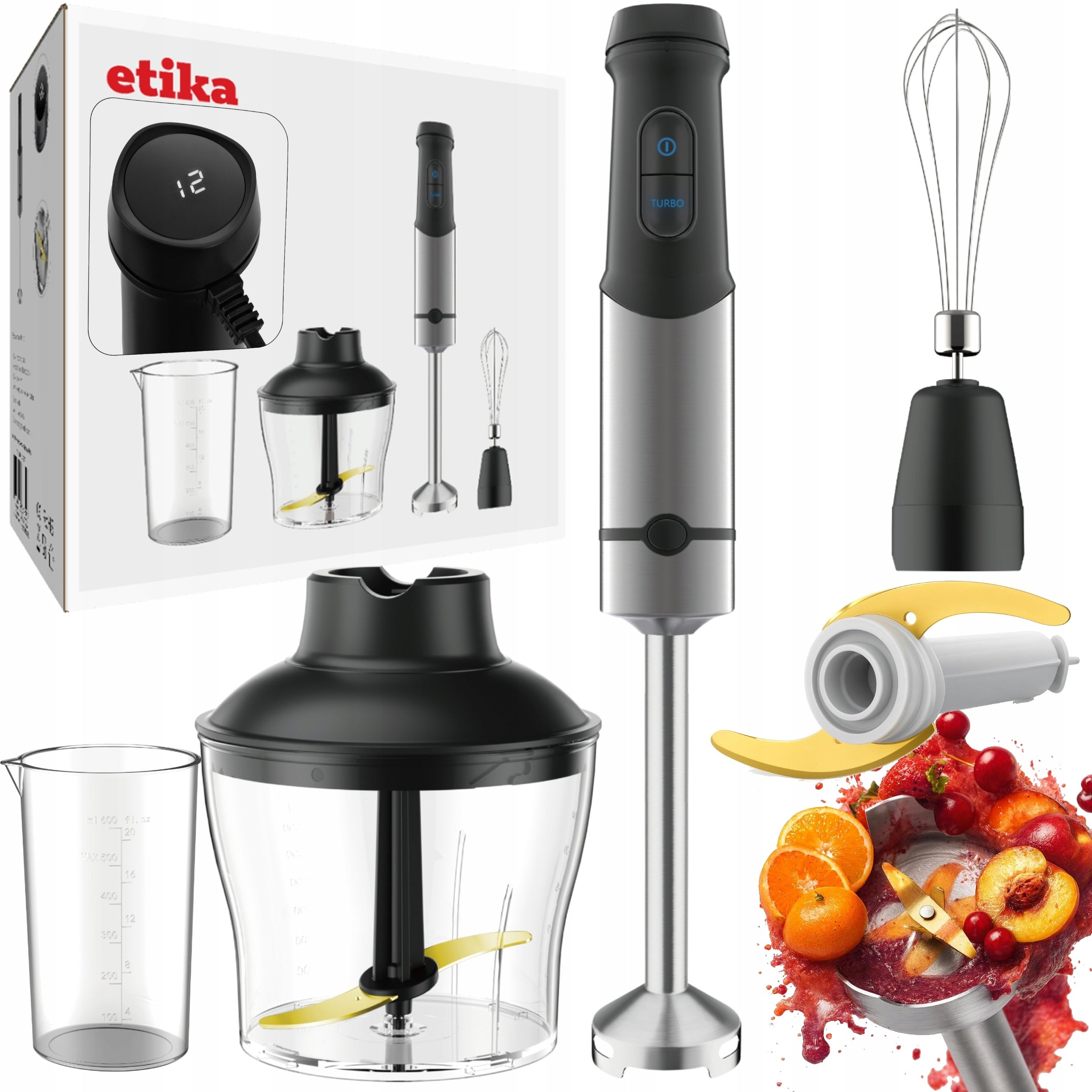 HAND BLENDER MULTIFUNCTION MIXER DISPLAY TITANIUM BLADE 1600W