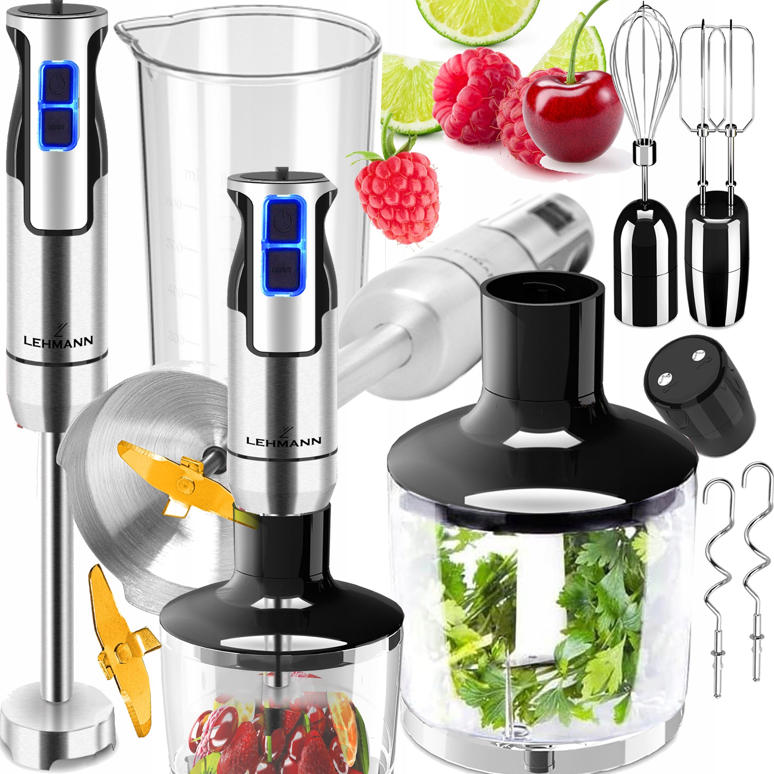 HAND BLENDER MULTIFUNCTION MIXER LEHMANN TITANIUM BLADES POWERFUL 1200W