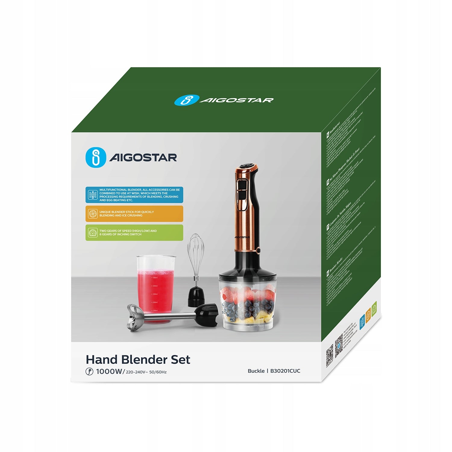HAND BLENDER MULTIFUNCTION MIXER TURBO 1000W +ACCESSORIES Power rating 1000 W