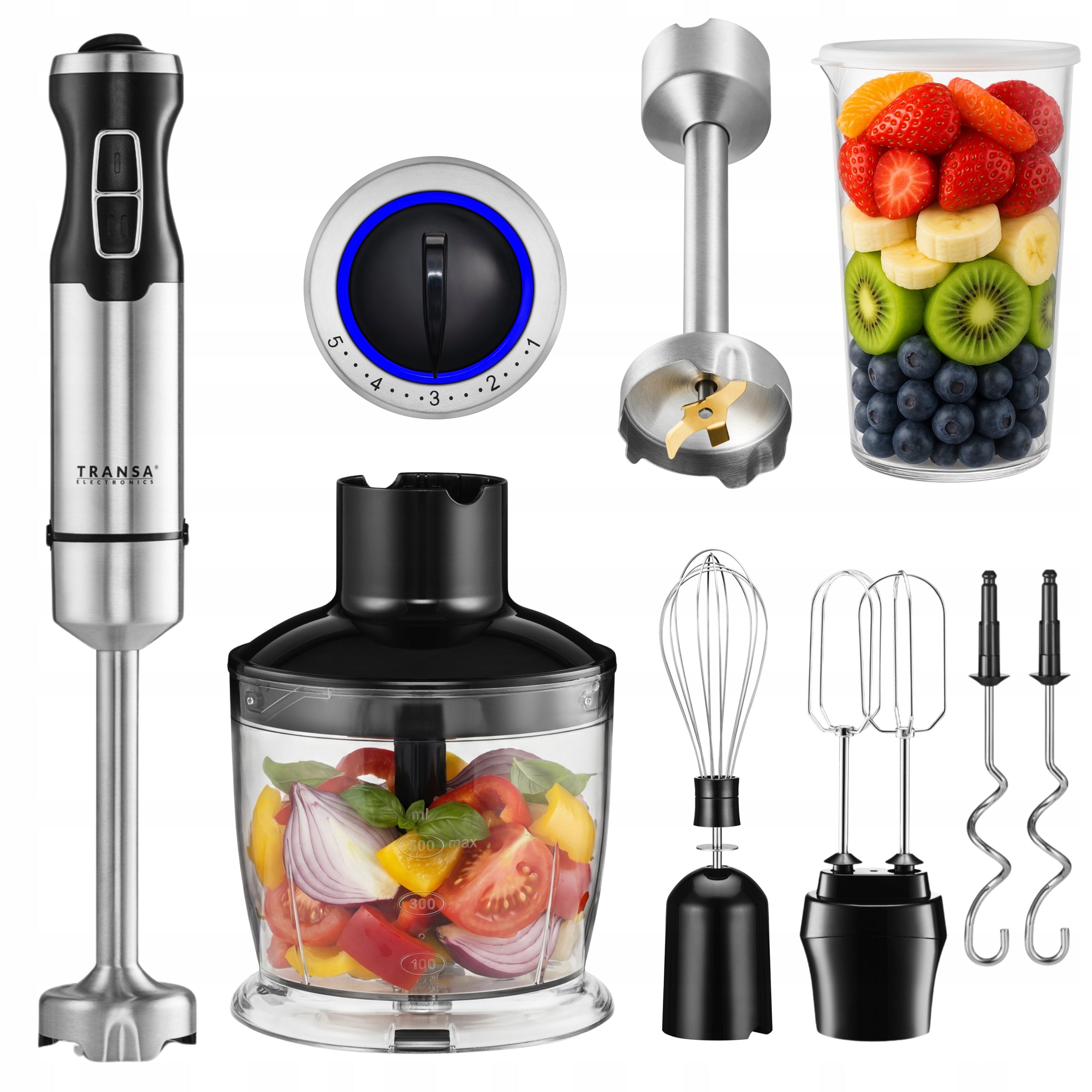 HAND BLENDER MULTIFUNCTIONAL 5 LEVELS TURBO MODE SET 5in1 POWERFUL 1800W