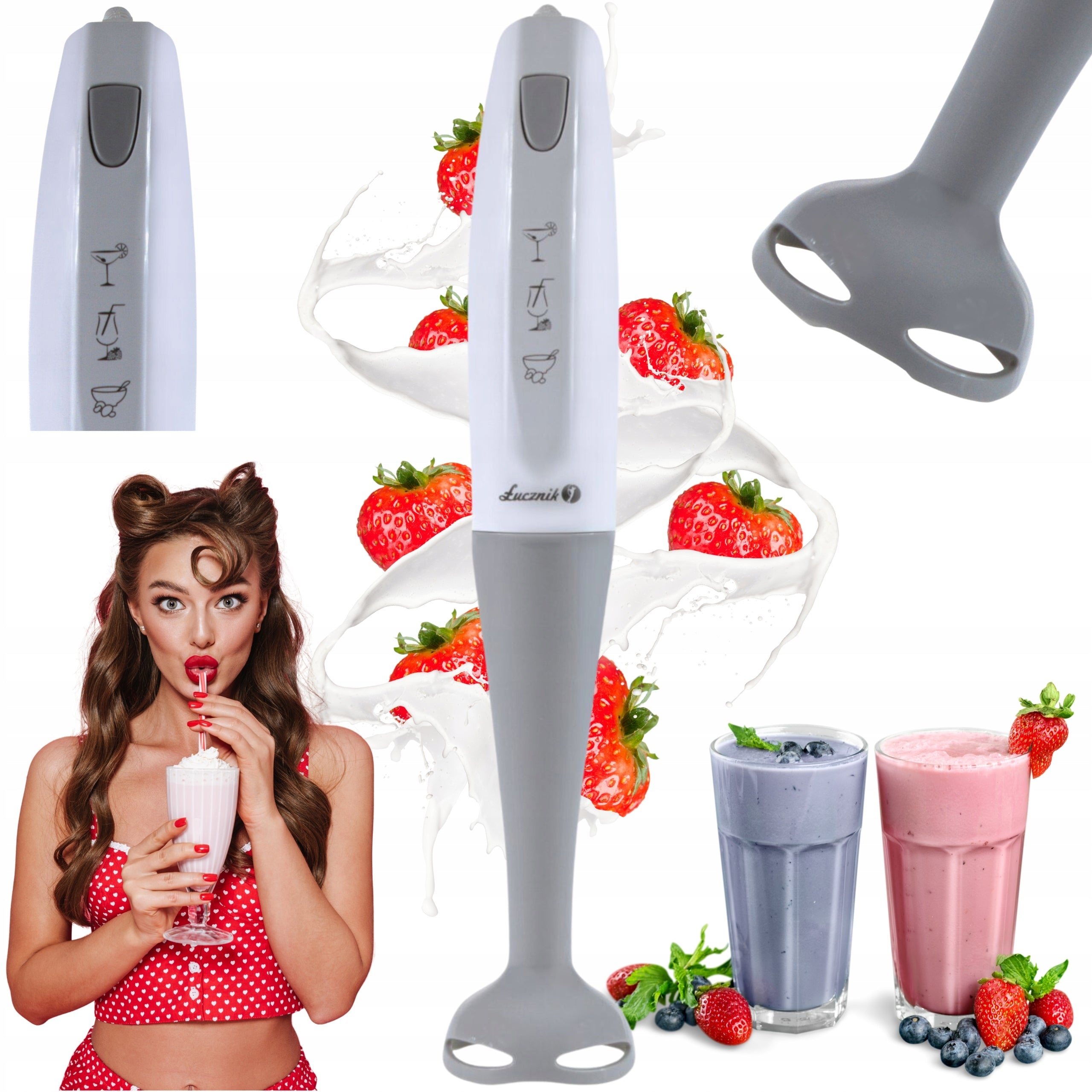 HAND BLENDER MULTIFUNCTIONAL KITCHEN MIXER SHREDDER POWER 200W ŁUCZNIK